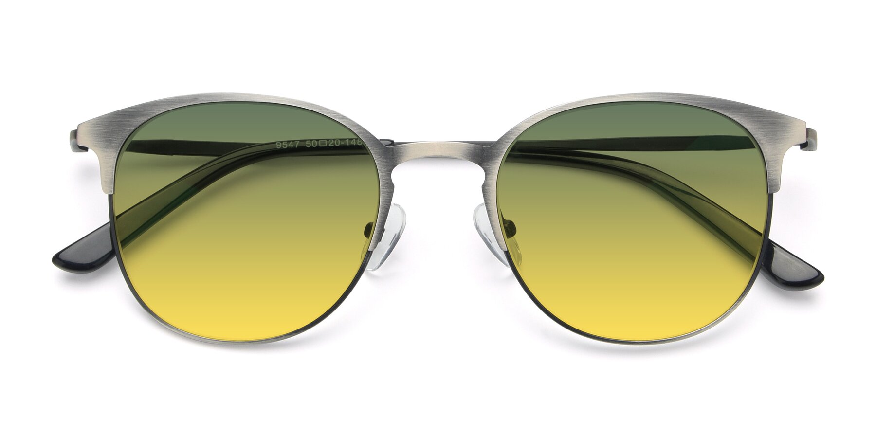 Folded Front of 9547 in Antique Gunmetal with Green / Yellow Gradient Lenses