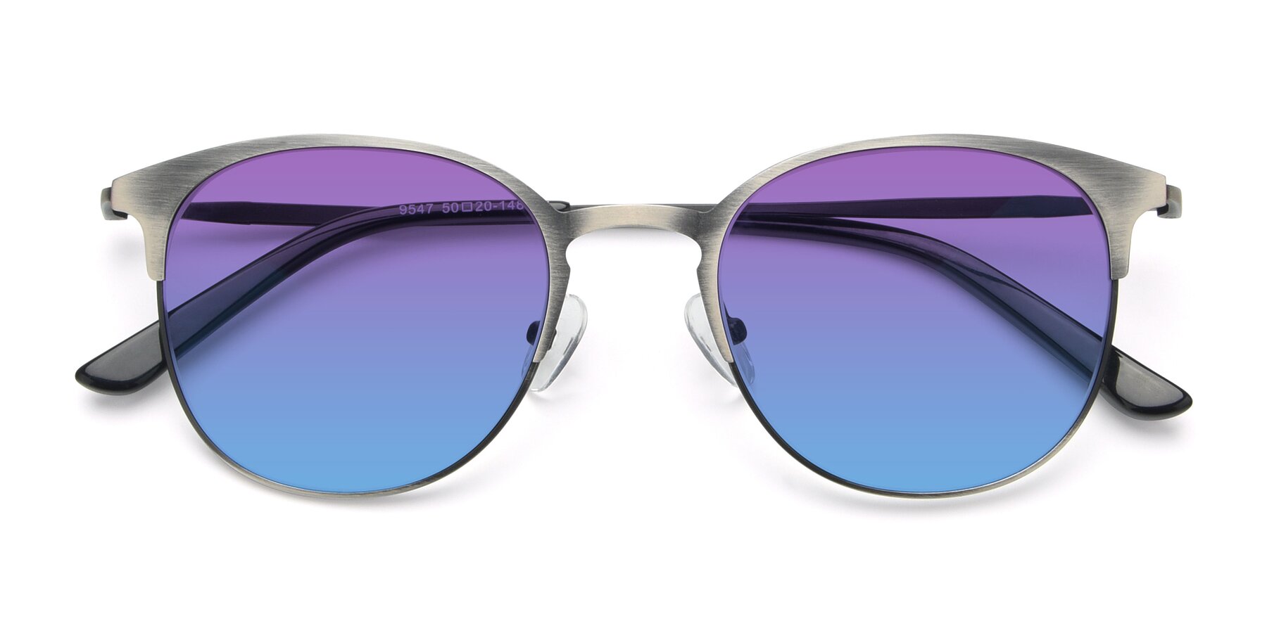 Folded Front of 9547 in Antique Gunmetal with Purple / Blue Gradient Lenses