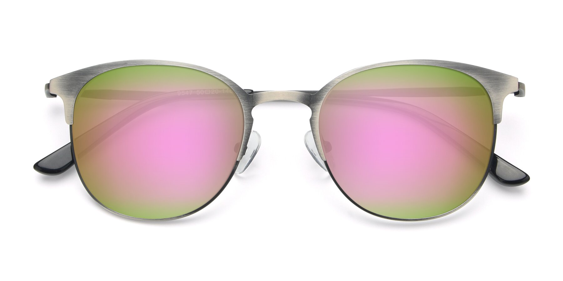 Folded Front of 9547 in Antique Gunmetal with Pink Mirrored Lenses