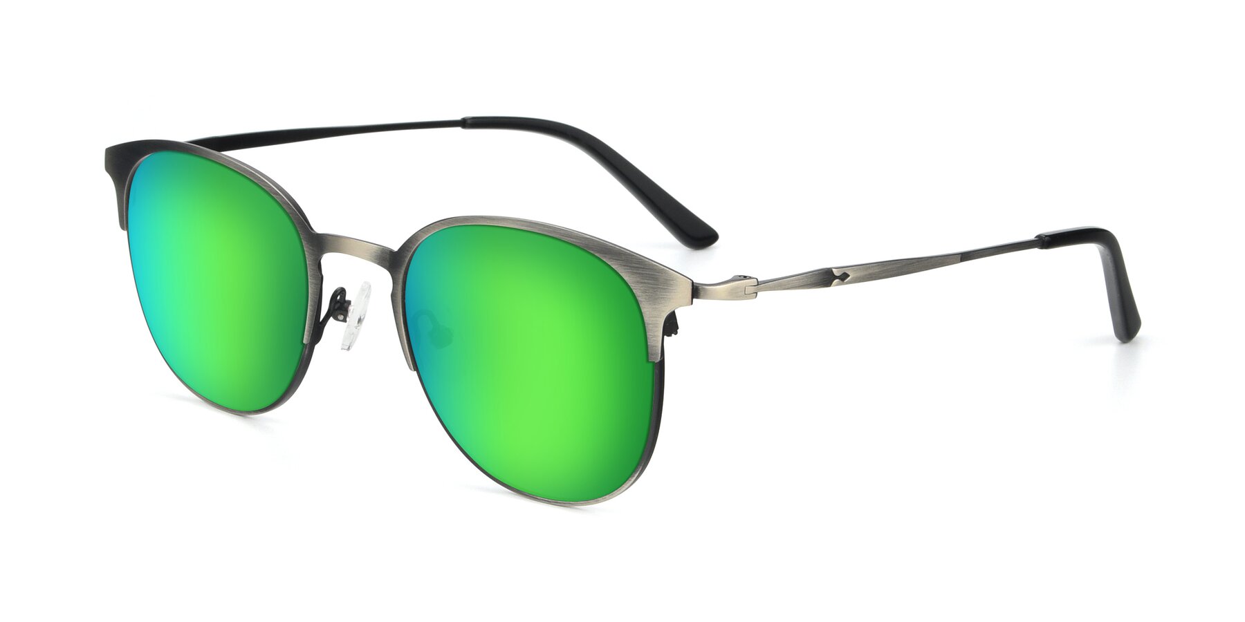 Angle of 9547 in Antique Gunmetal with Green Mirrored Lenses