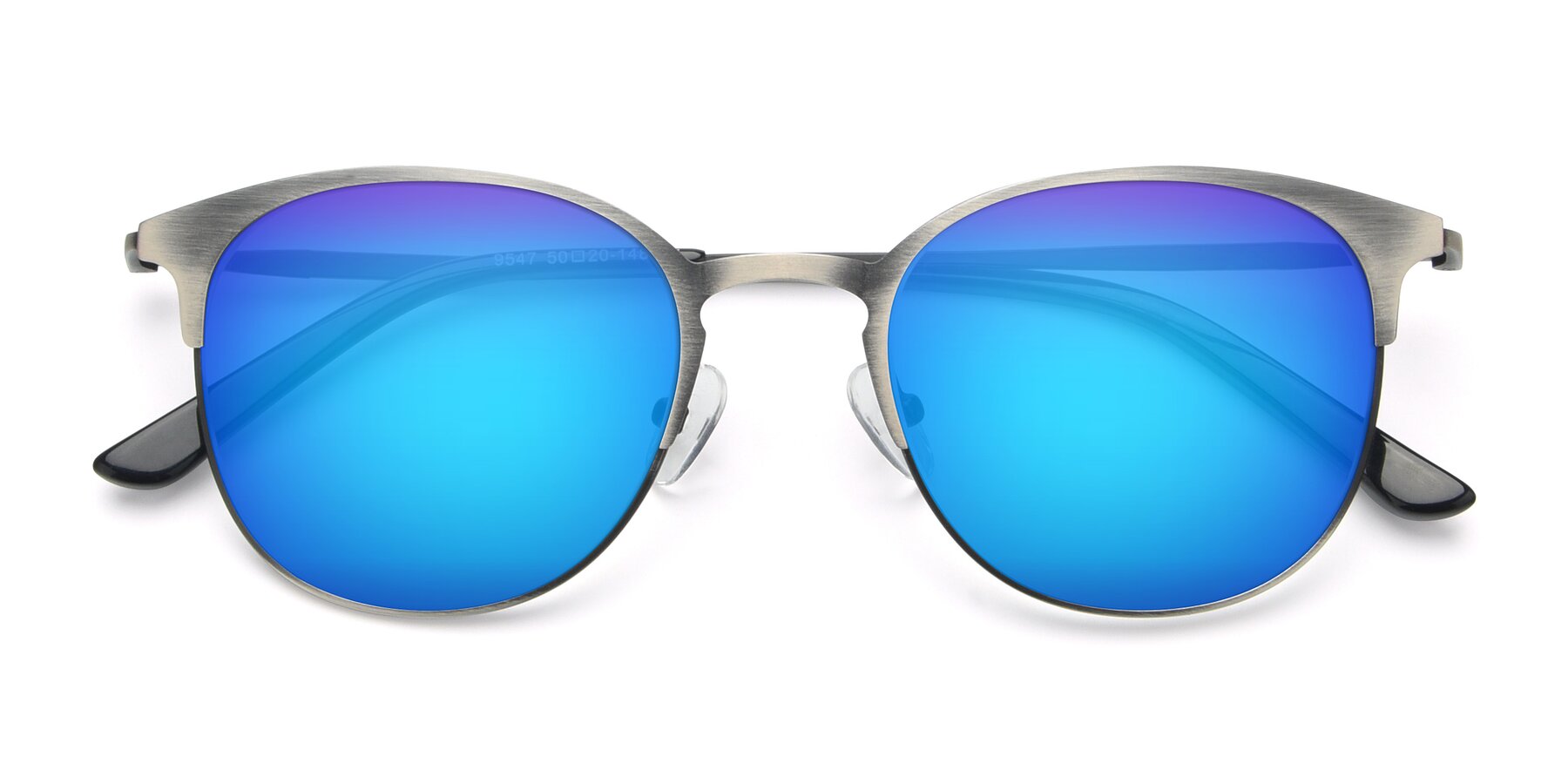 Folded Front of 9547 in Antique Gunmetal with Blue Mirrored Lenses