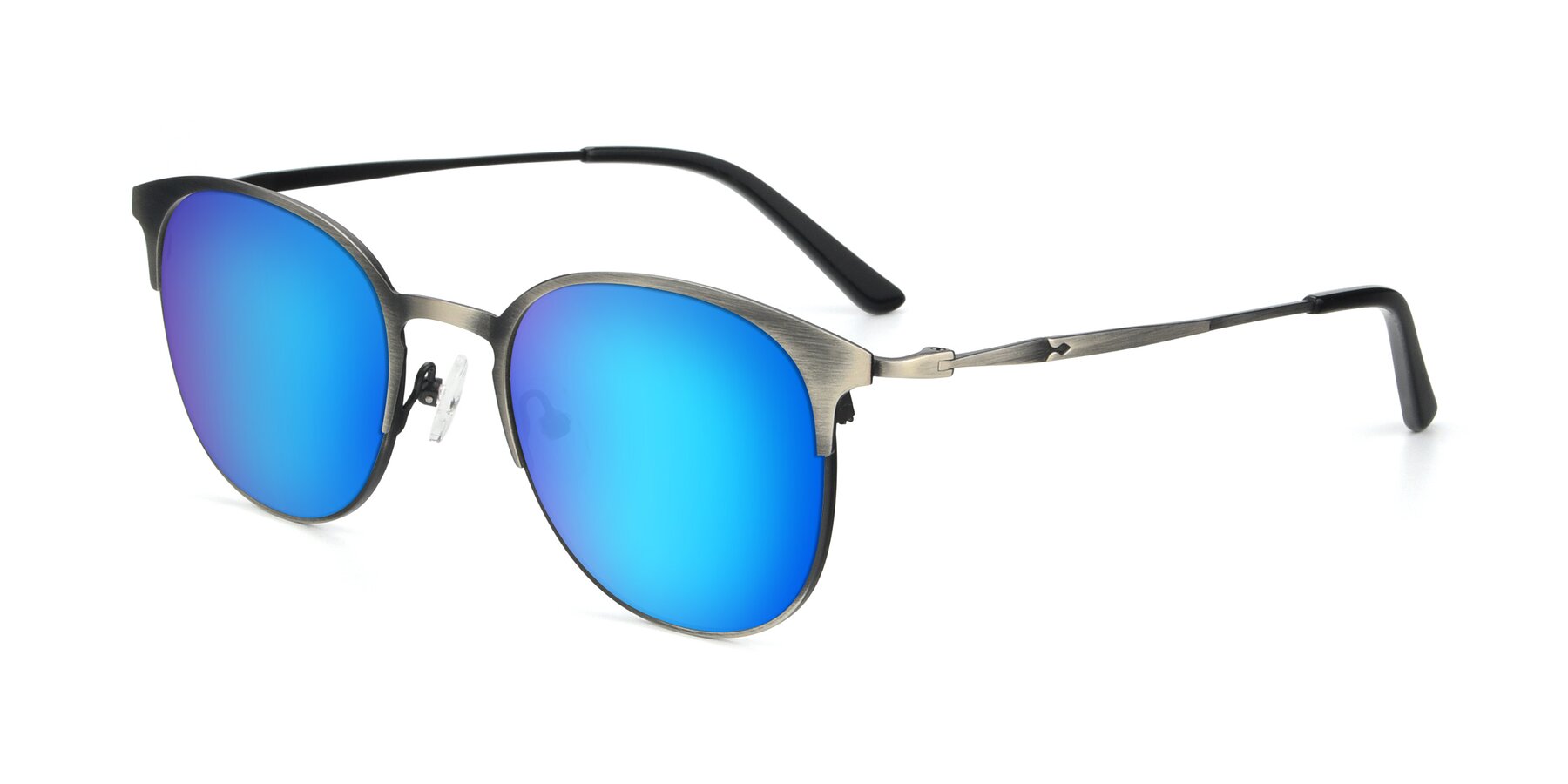 Angle of 9547 in Antique Gunmetal with Blue Mirrored Lenses