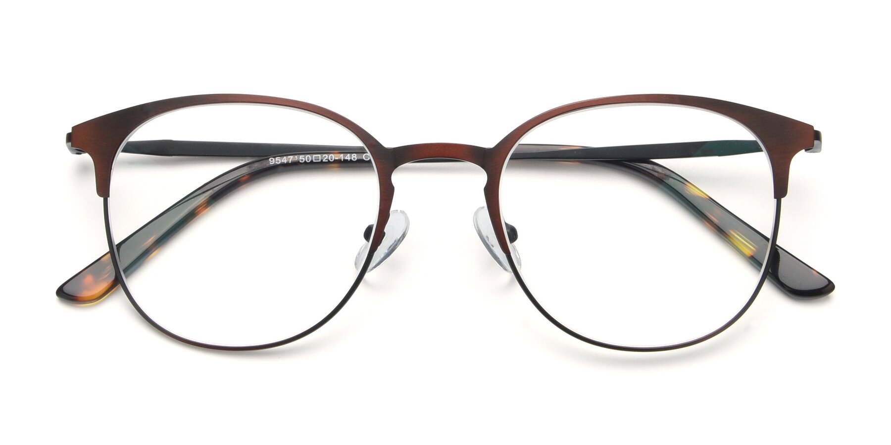 Folded Front of 9547 in Antique Brown with Clear Reading Eyeglass Lenses