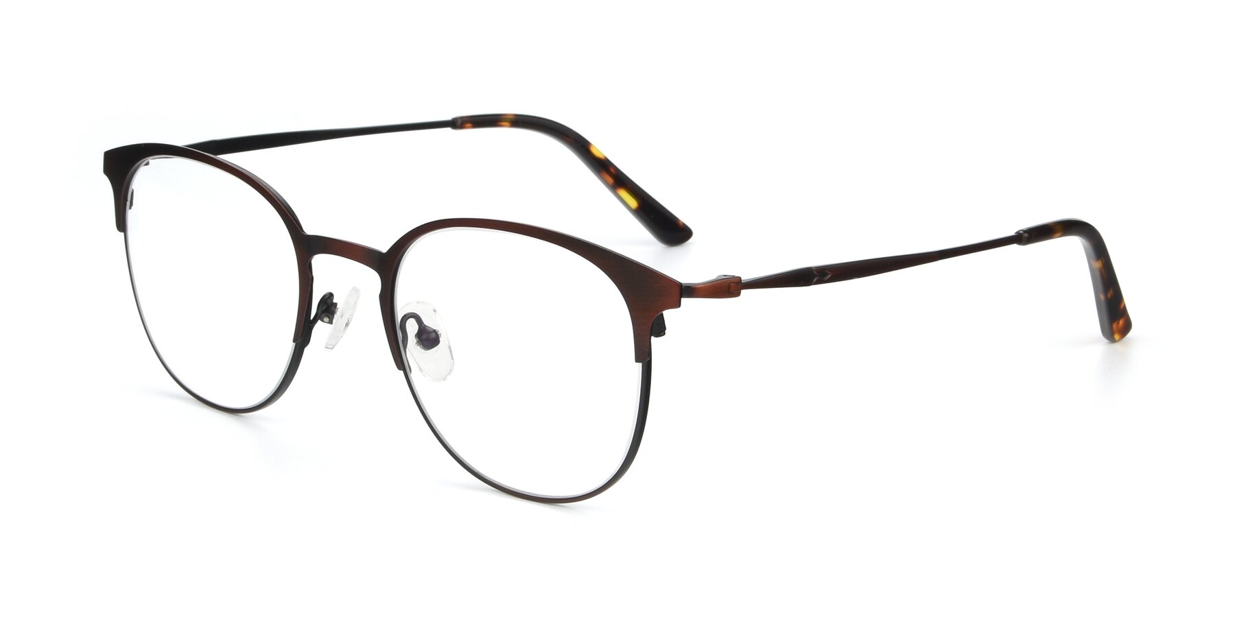 Angle of 9547 in Antique Brown with Clear Eyeglass Lenses