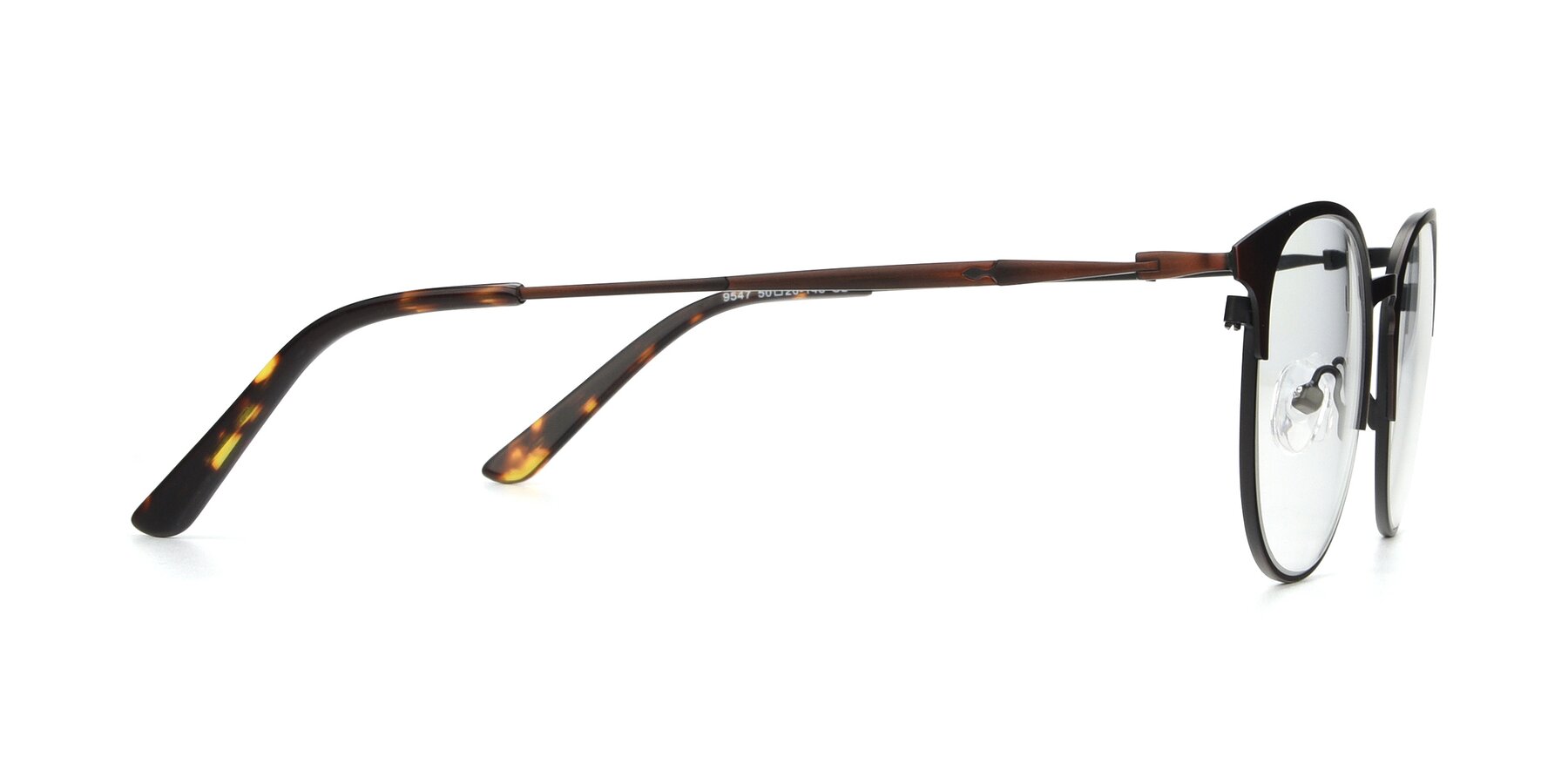 Side of 9547 in Antique Brown with Clear Reading Eyeglass Lenses