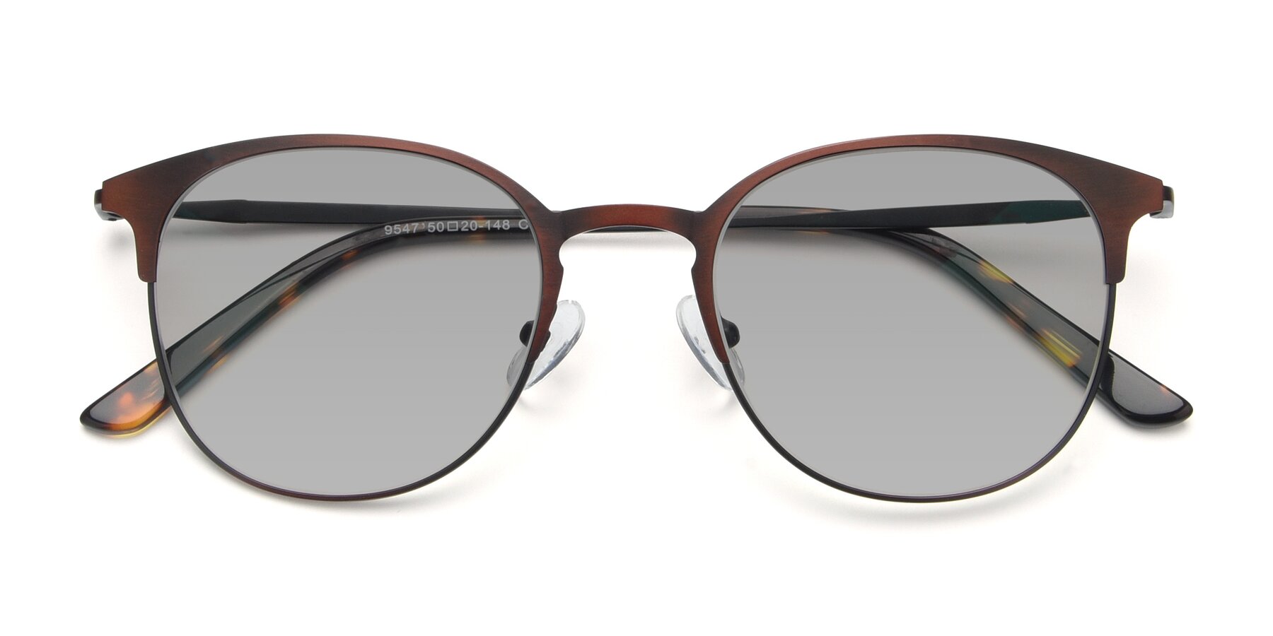 Folded Front of 9547 in Antique Brown with Light Gray Tinted Lenses