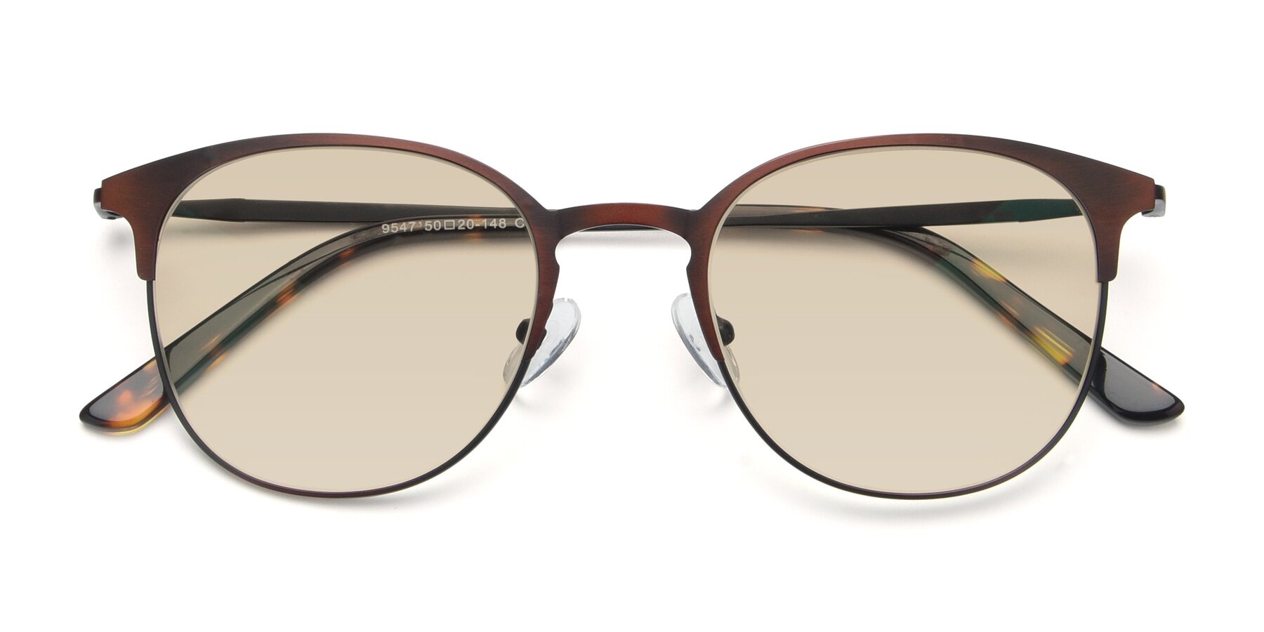 Folded Front of 9547 in Antique Brown with Light Brown Tinted Lenses