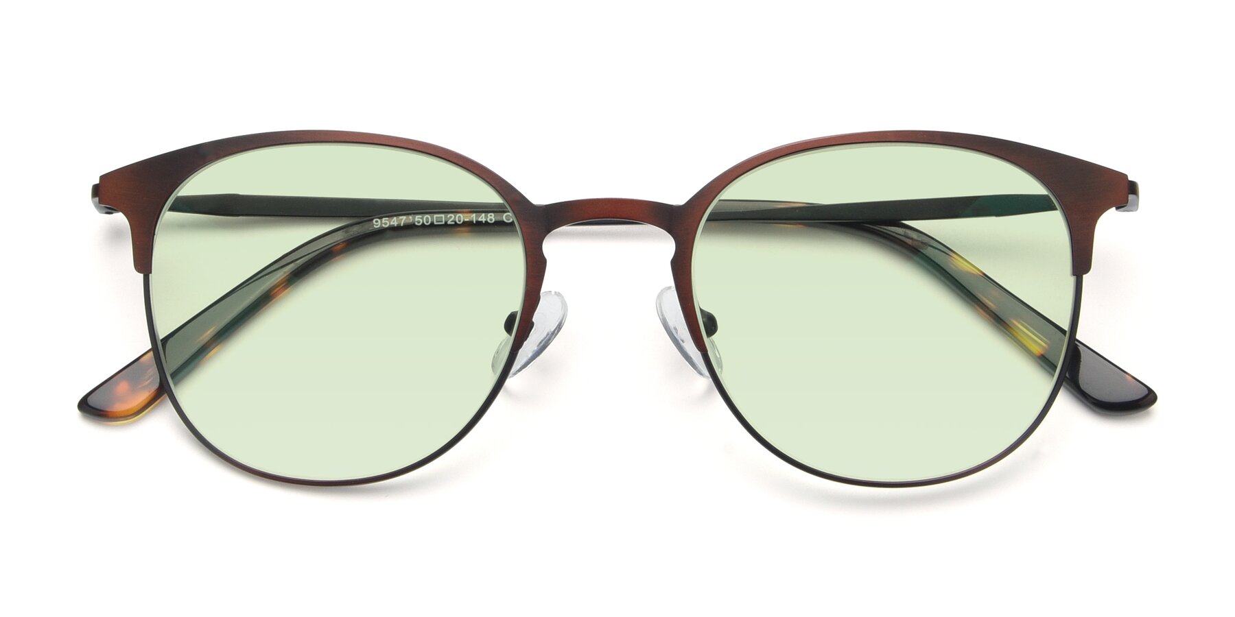Folded Front of 9547 in Antique Brown with Light Green Tinted Lenses