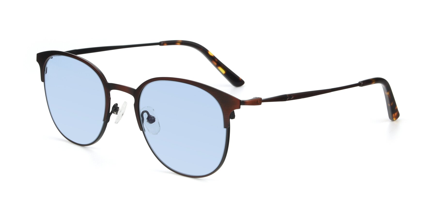 Angle of 9547 in Antique Brown with Light Blue Tinted Lenses