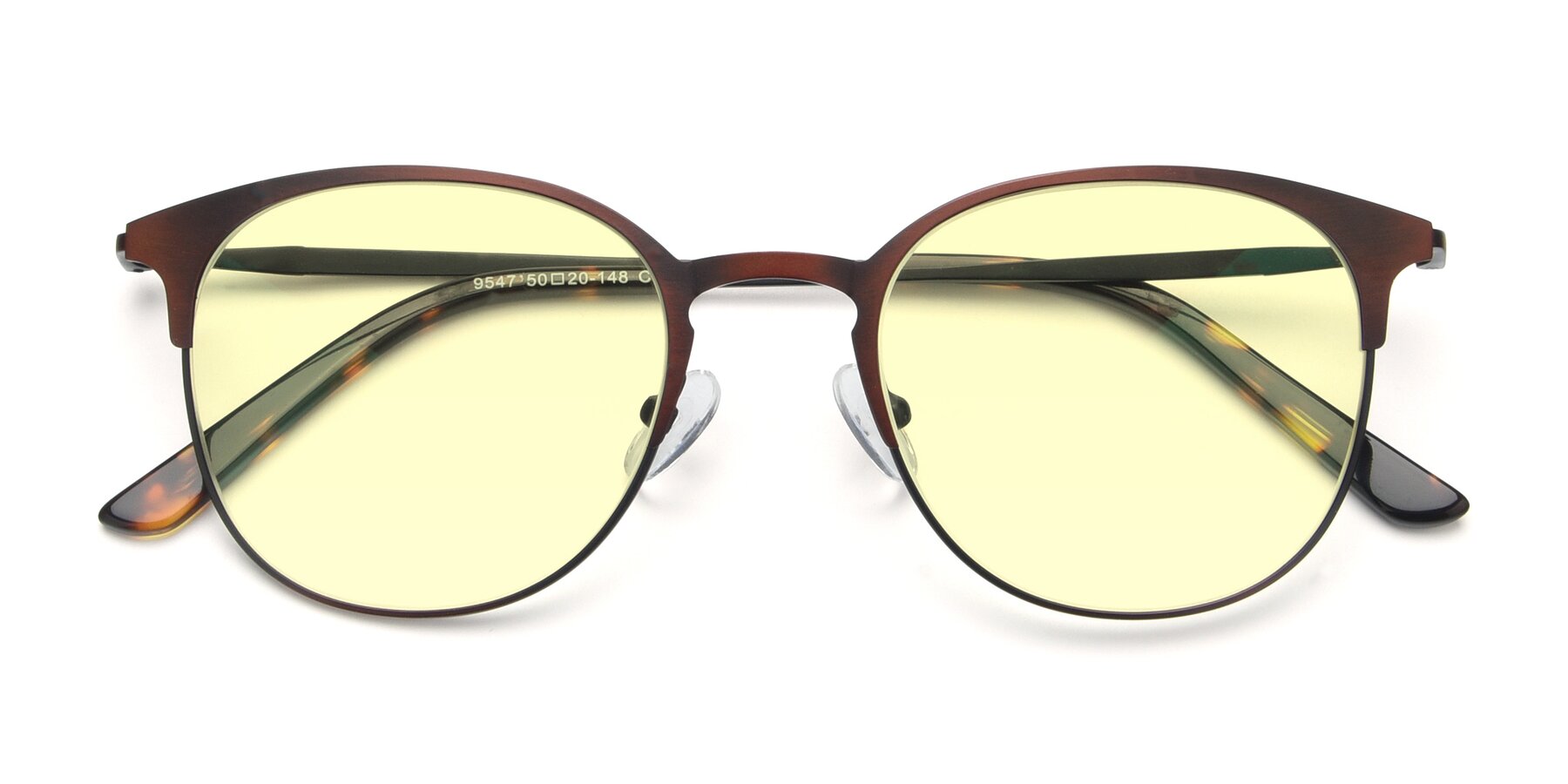 Folded Front of 9547 in Antique Brown with Light Yellow Tinted Lenses