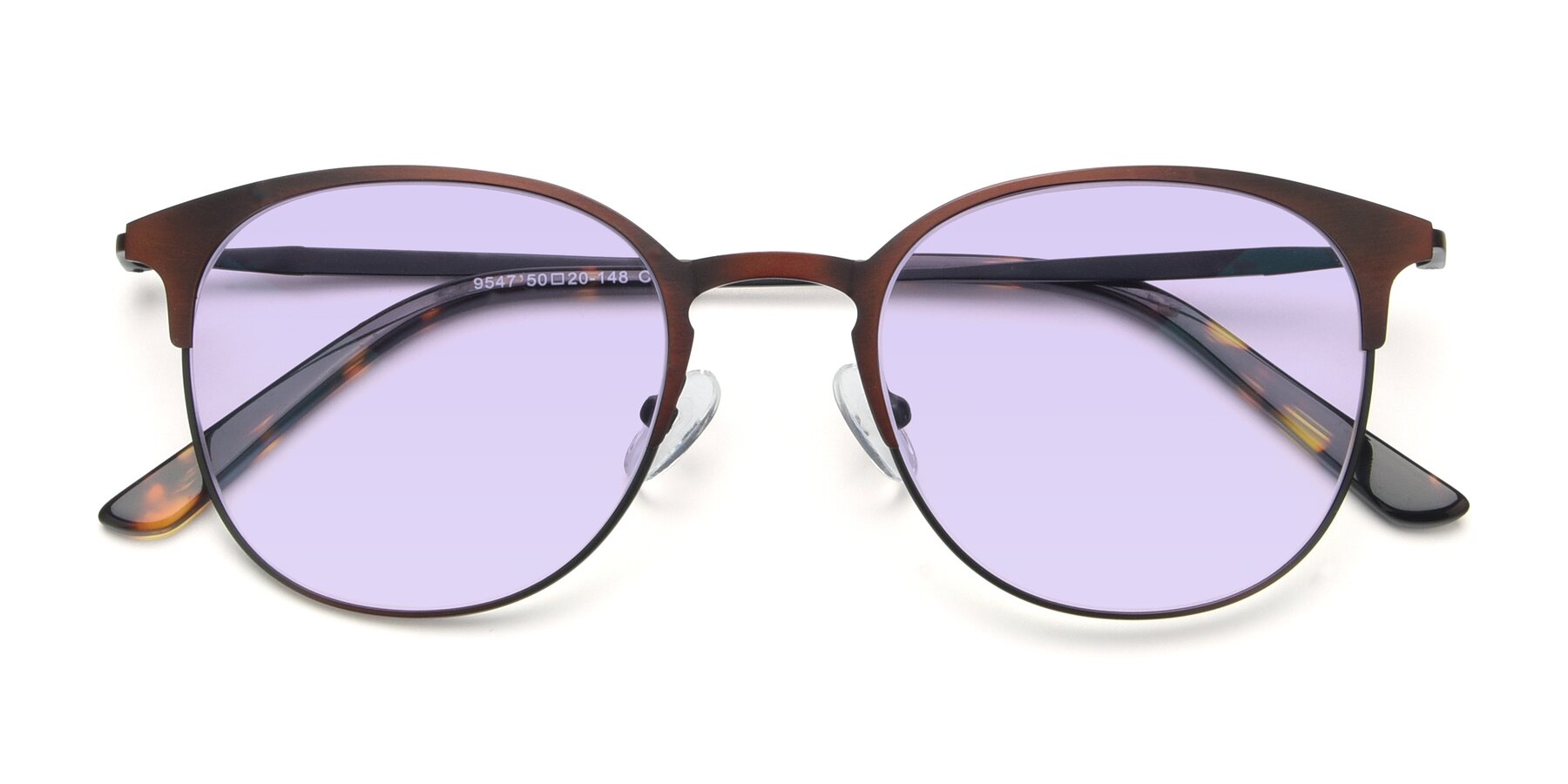Folded Front of 9547 in Antique Brown with Light Purple Tinted Lenses