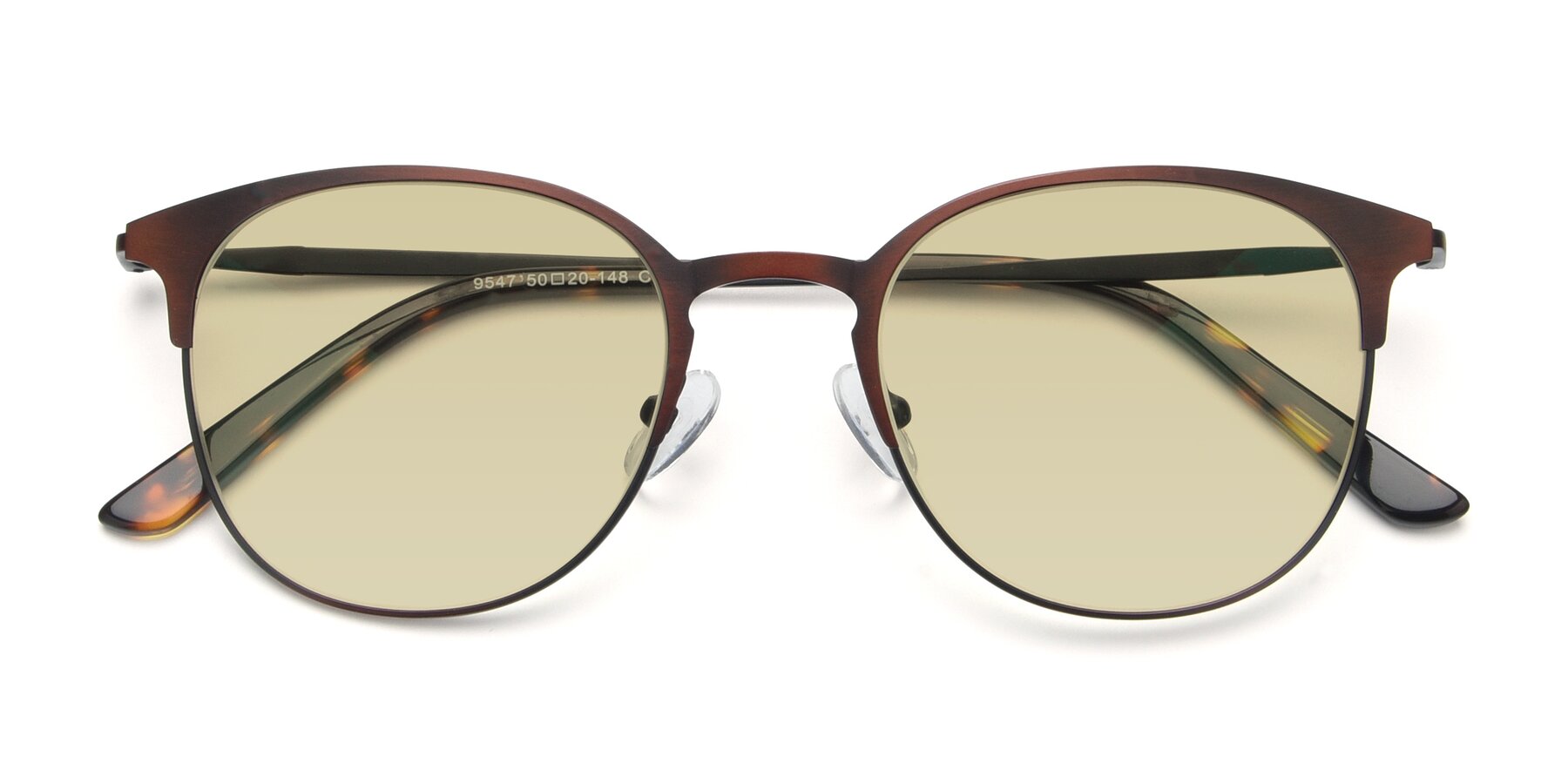 Folded Front of 9547 in Antique Brown with Light Champagne Tinted Lenses
