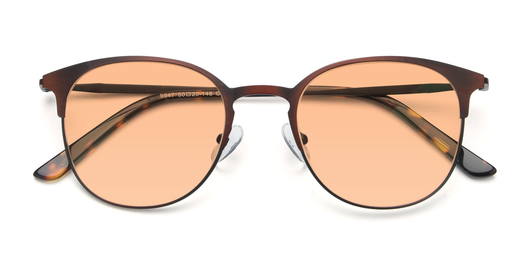 Folded Front of 9547 in Antique Brown with Light Orange Tinted Lenses
