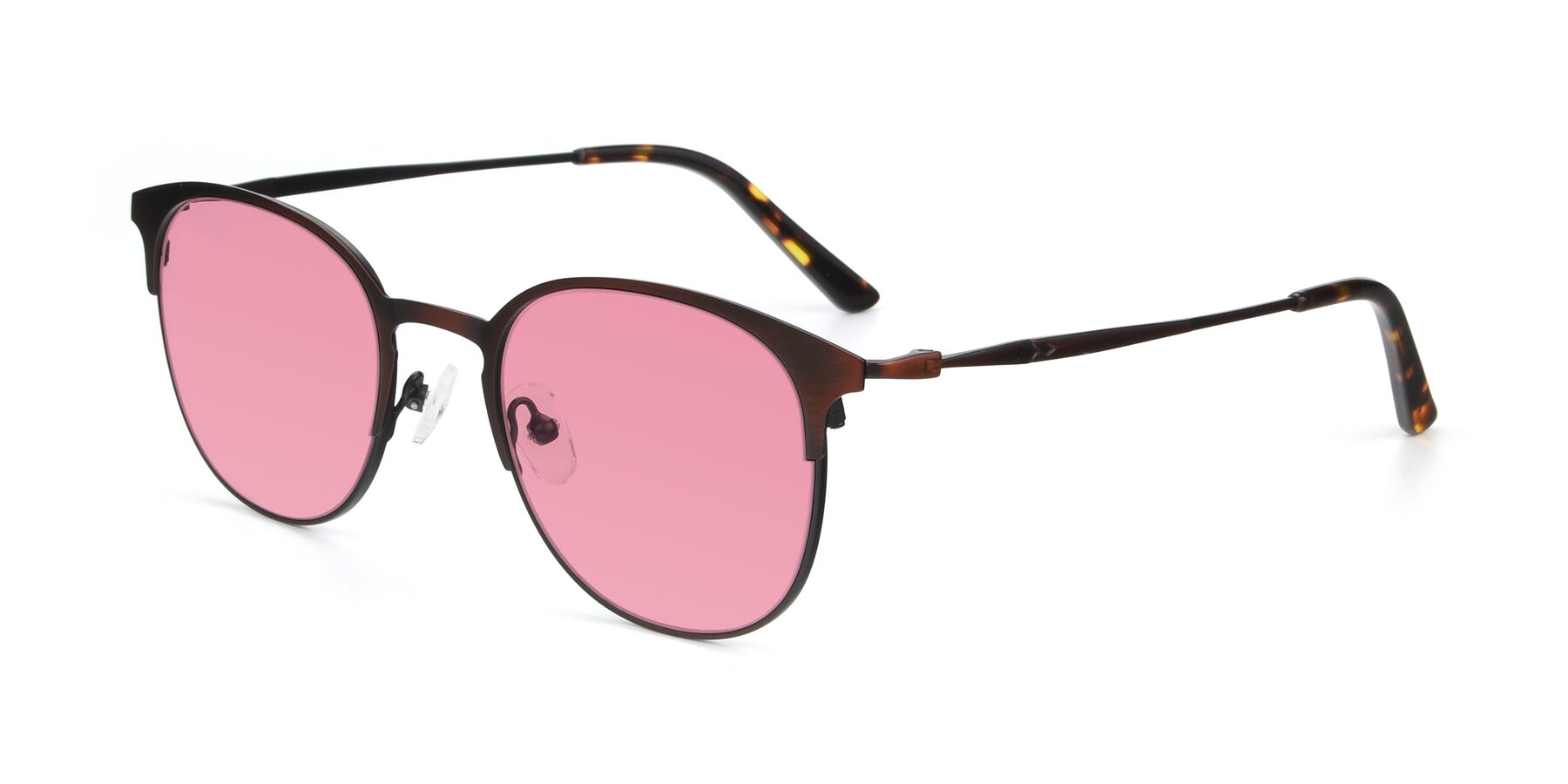 Angle of 9547 in Antique Brown with Pink Tinted Lenses