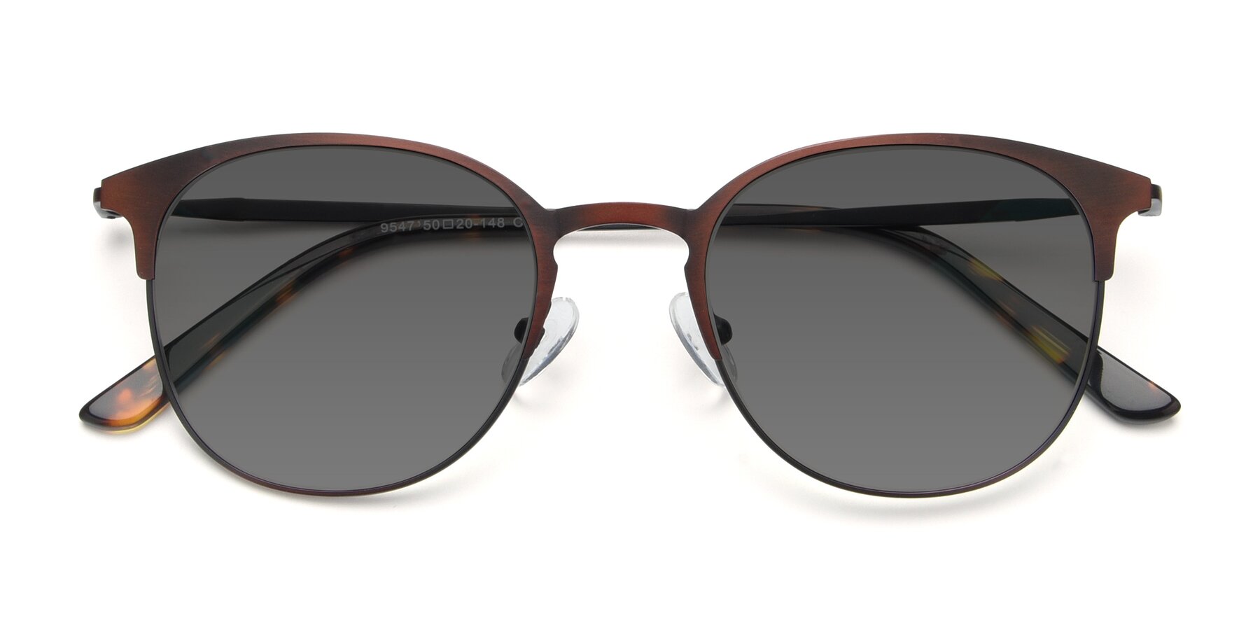 Folded Front of 9547 in Antique Brown with Medium Gray Tinted Lenses