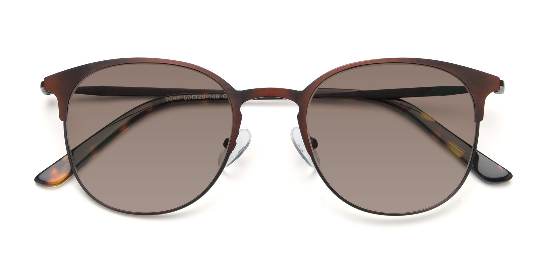 Folded Front of 9547 in Antique Brown with Medium Brown Tinted Lenses