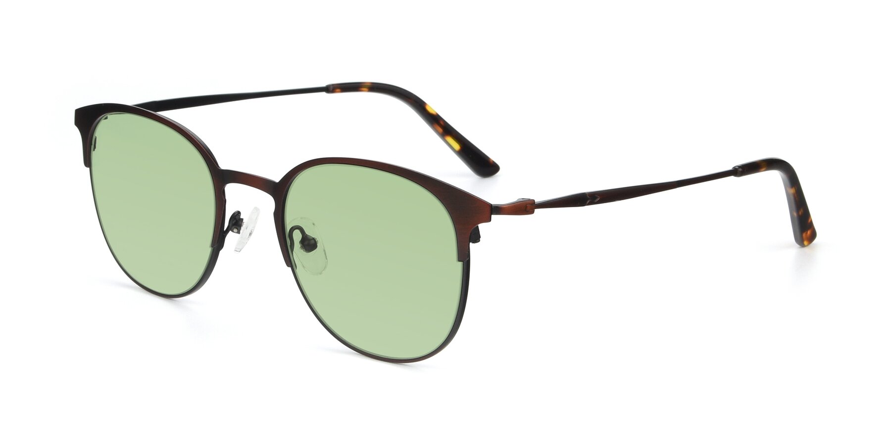 Angle of 9547 in Antique Brown with Medium Green Tinted Lenses