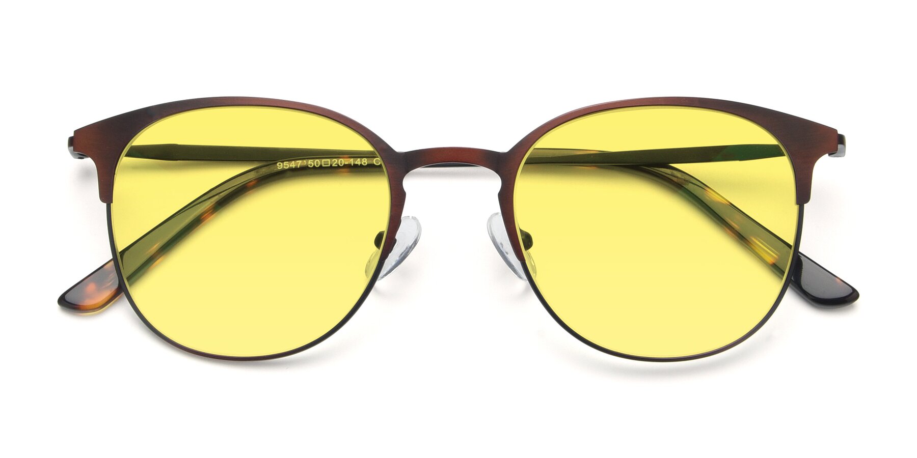 Folded Front of 9547 in Antique Brown with Medium Yellow Tinted Lenses