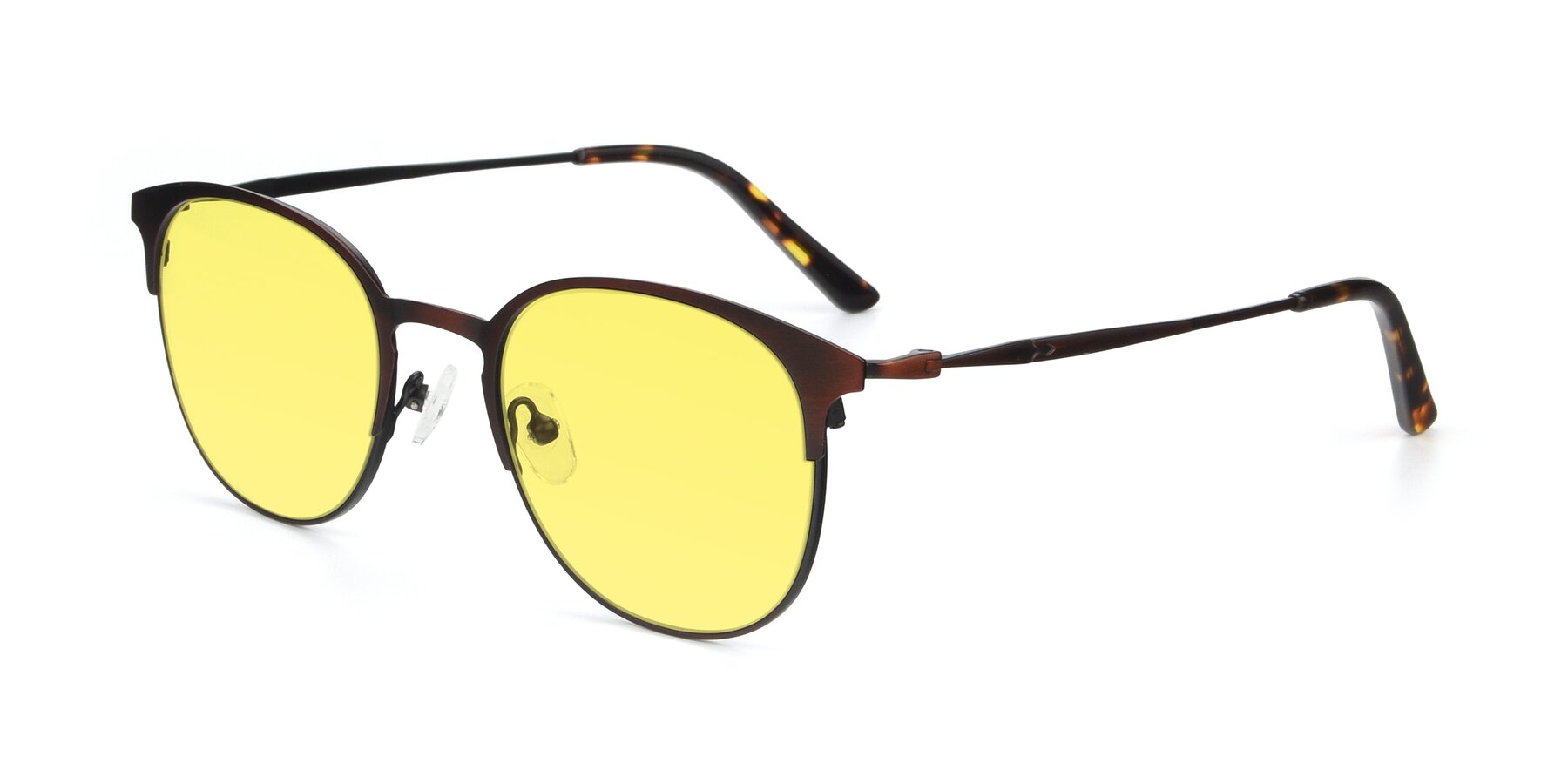 Angle of 9547 in Antique Brown with Medium Yellow Tinted Lenses