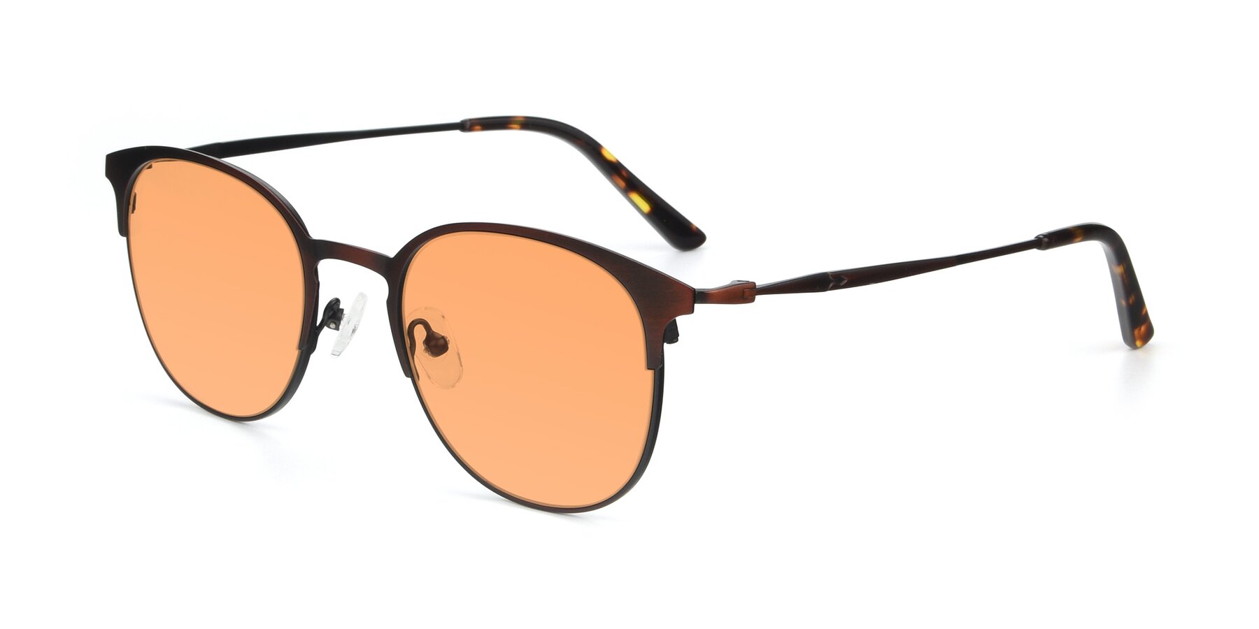 Angle of 9547 in Antique Brown with Medium Orange Tinted Lenses