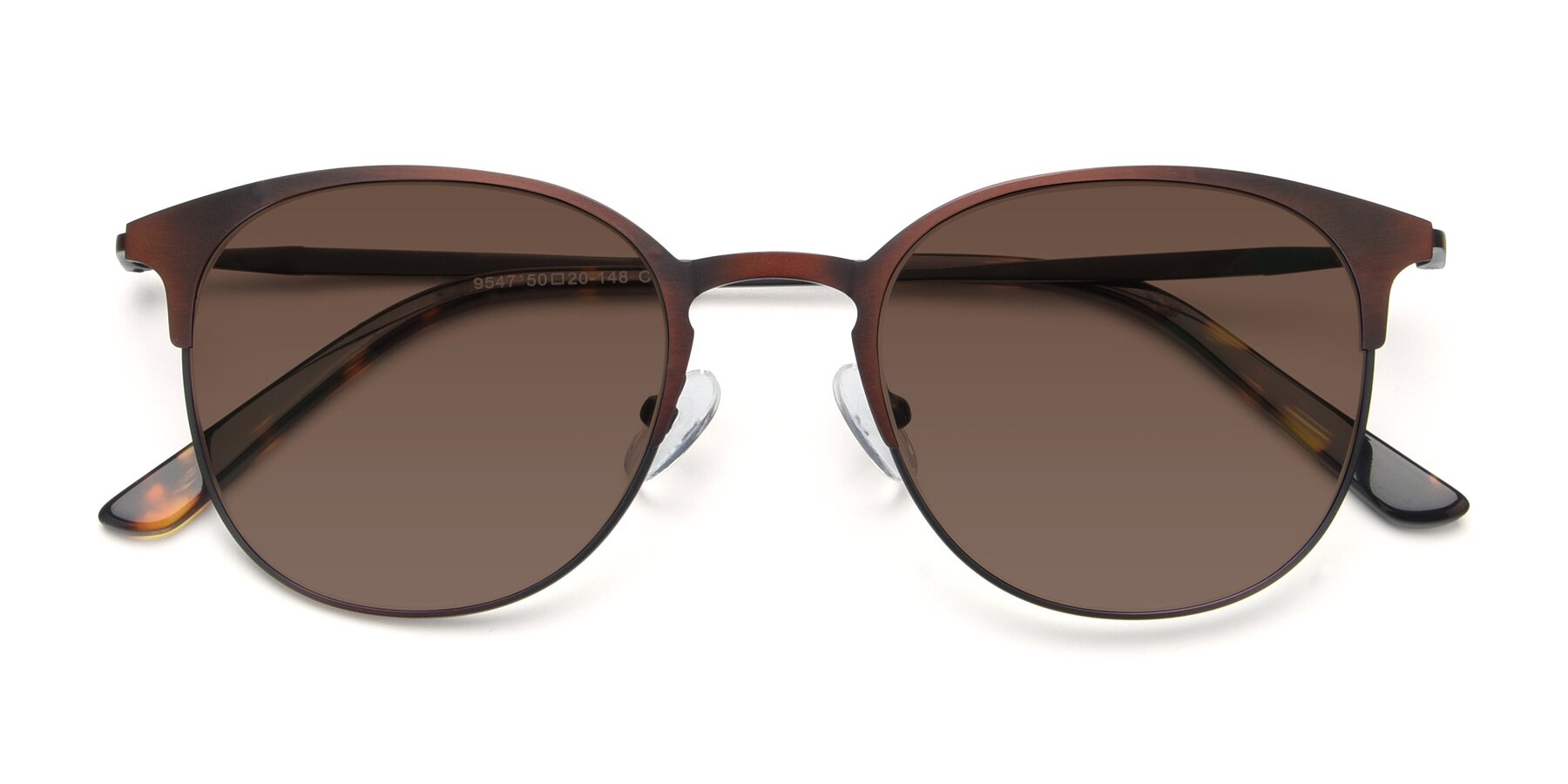 Folded Front of 9547 in Antique Brown with Brown Tinted Lenses