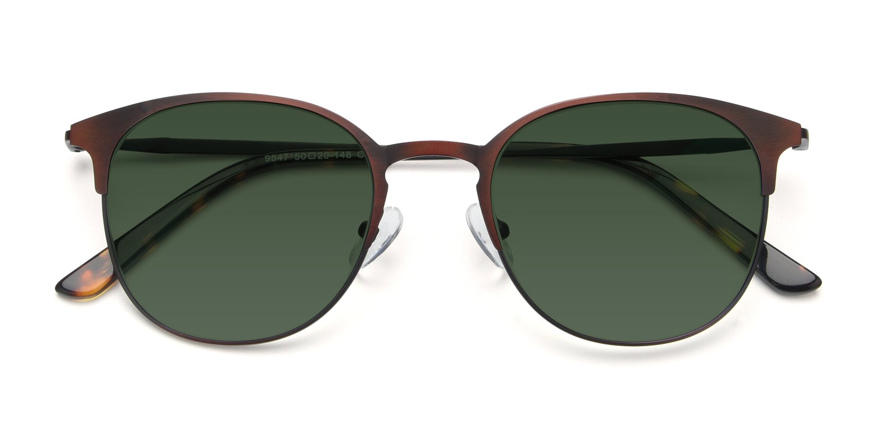 Folded Front of 9547 in Antique Brown with Green Tinted Lenses