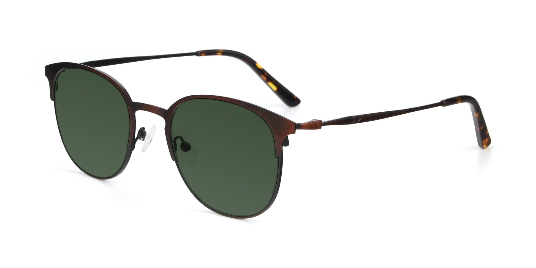 Angle of 9547 in Antique Brown with Green Tinted Lenses