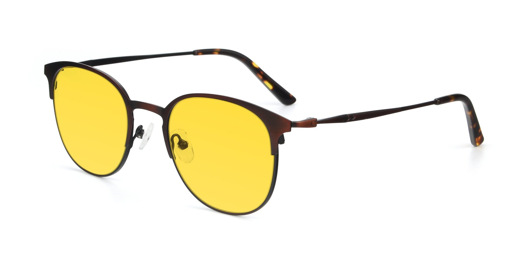 Angle of 9547 in Antique Brown with Yellow Tinted Lenses