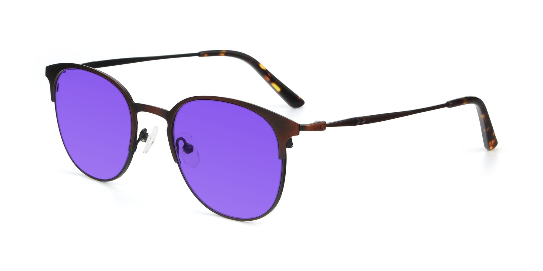 Angle of 9547 in Antique Brown with Purple Tinted Lenses