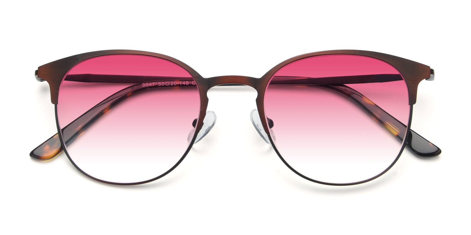 Folded Front of 9547 in Antique Brown with Pink Gradient Lenses