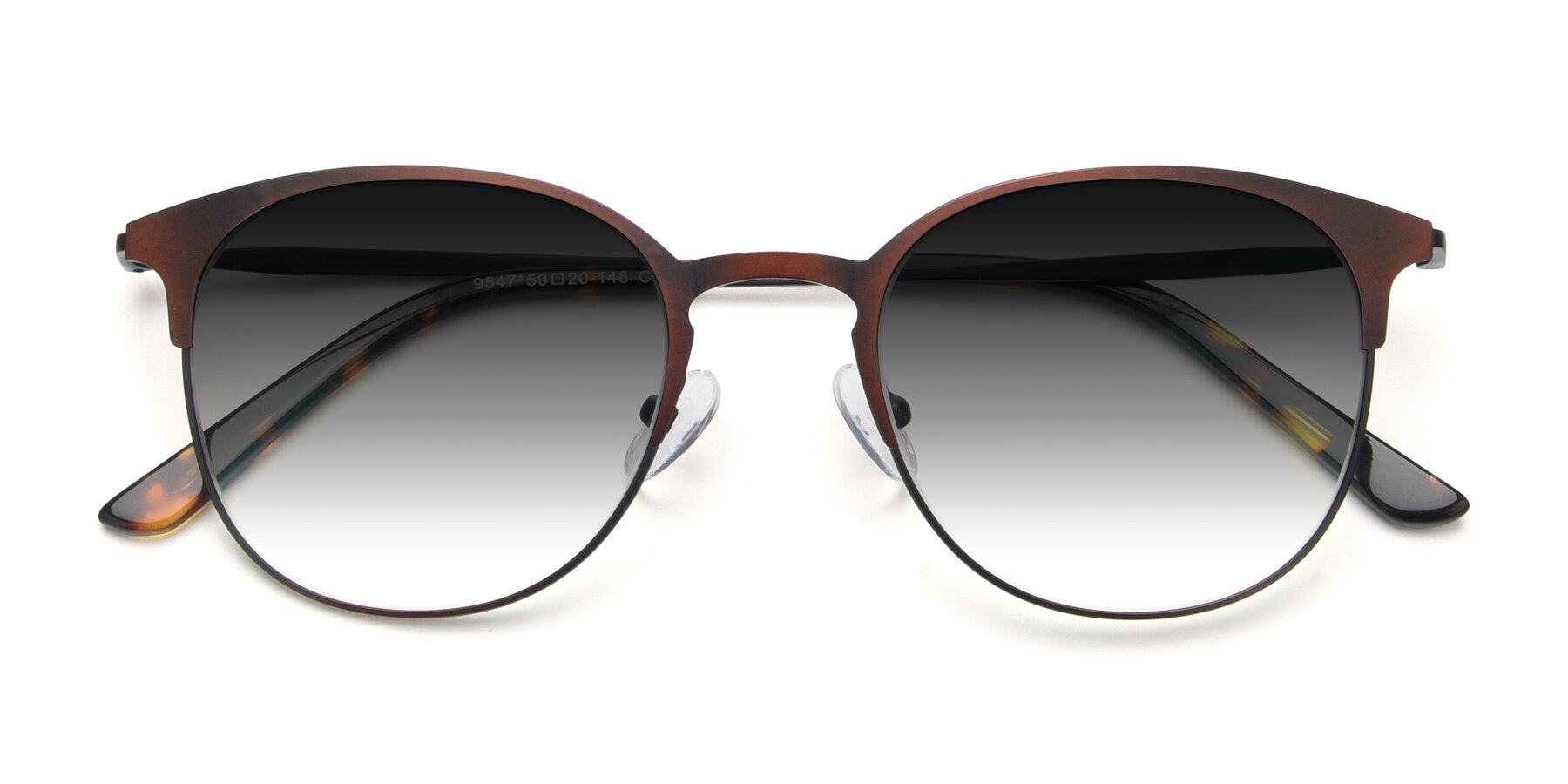 Folded Front of 9547 in Antique Brown with Gray Gradient Lenses