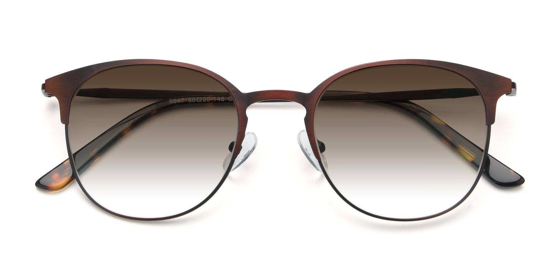 Folded Front of 9547 in Antique Brown with Brown Gradient Lenses
