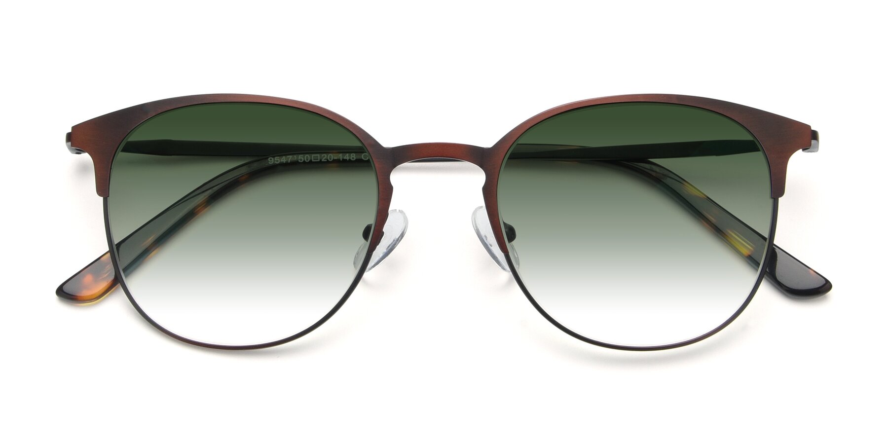 Folded Front of 9547 in Antique Brown with Green Gradient Lenses