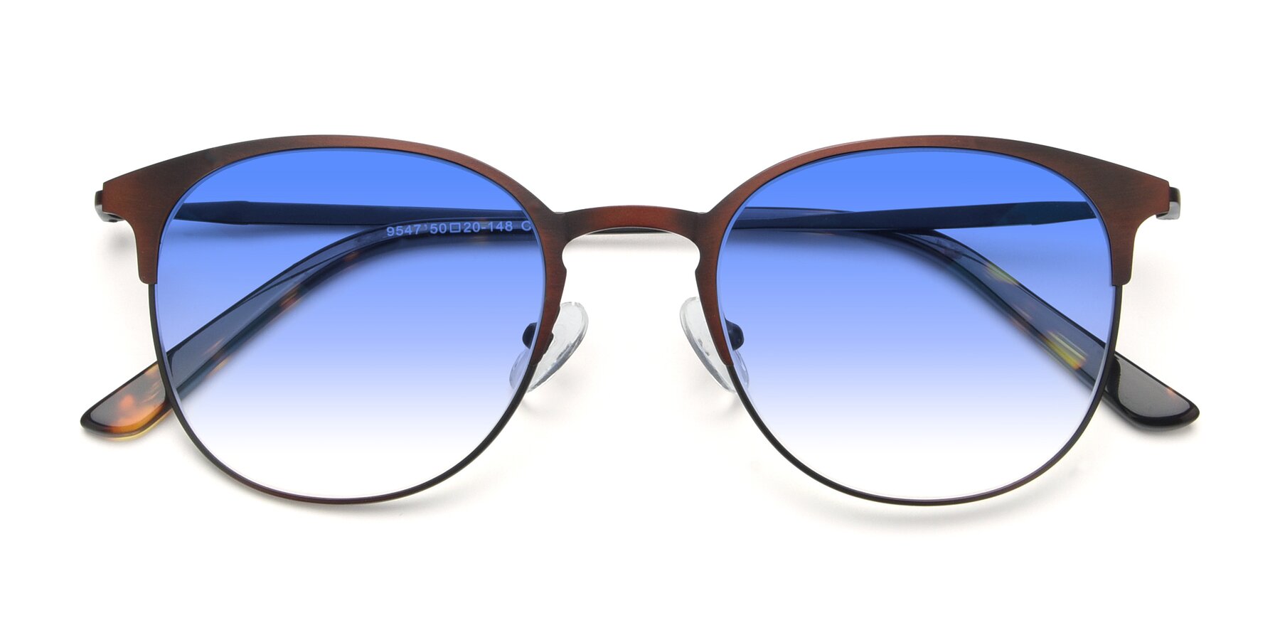 Folded Front of 9547 in Antique Brown with Blue Gradient Lenses