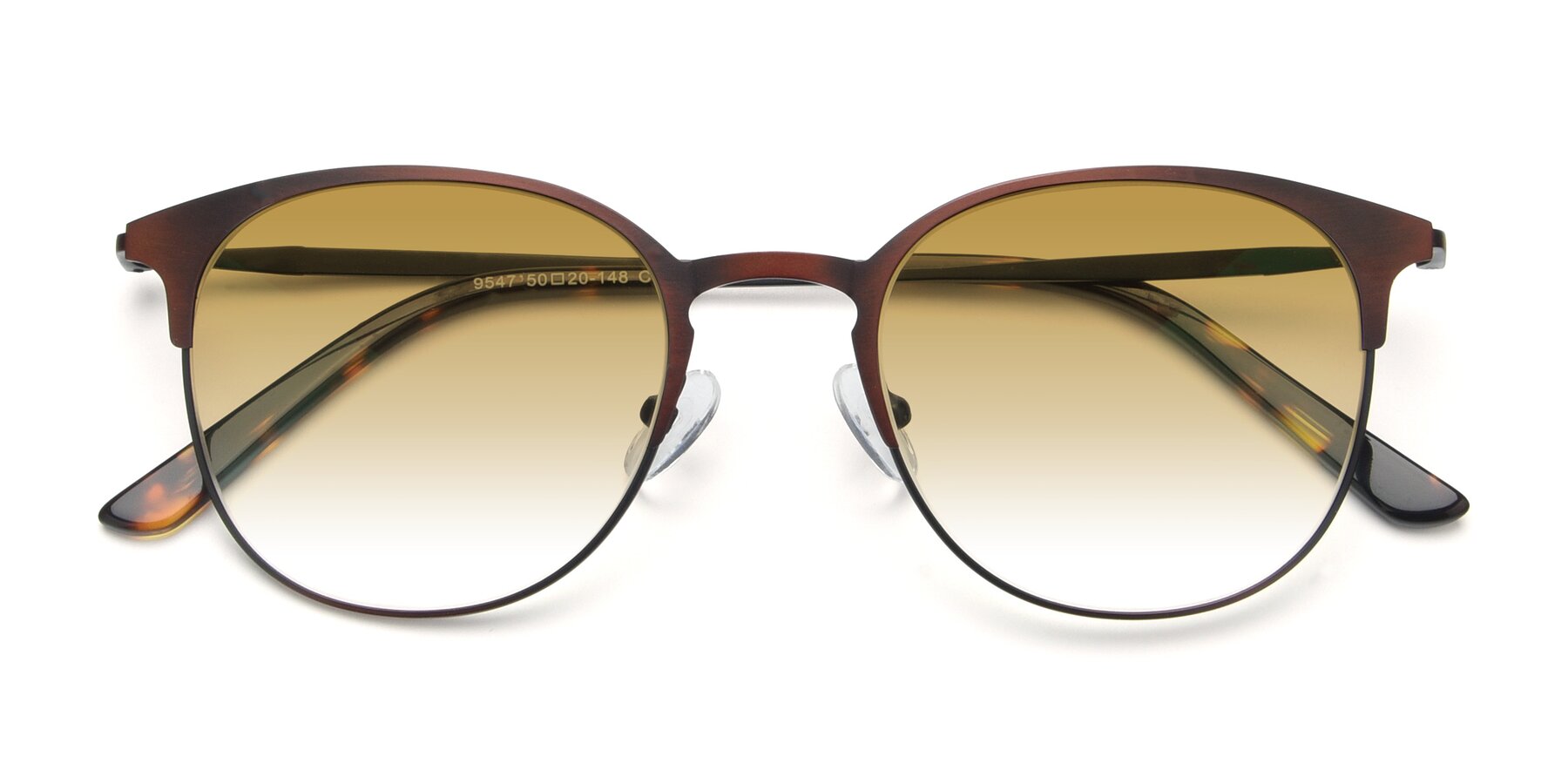 Folded Front of 9547 in Antique Brown with Champagne Gradient Lenses