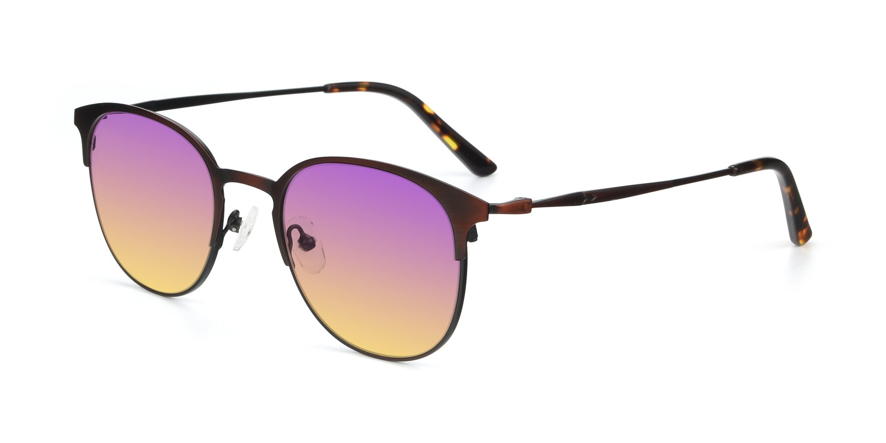 Angle of 9547 in Antique Brown with Purple / Yellow Gradient Lenses