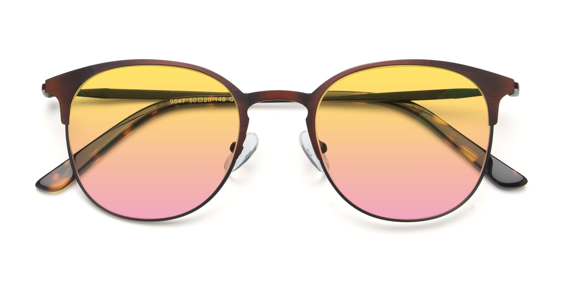 Folded Front of 9547 in Antique Brown with Yellow / Pink Gradient Lenses