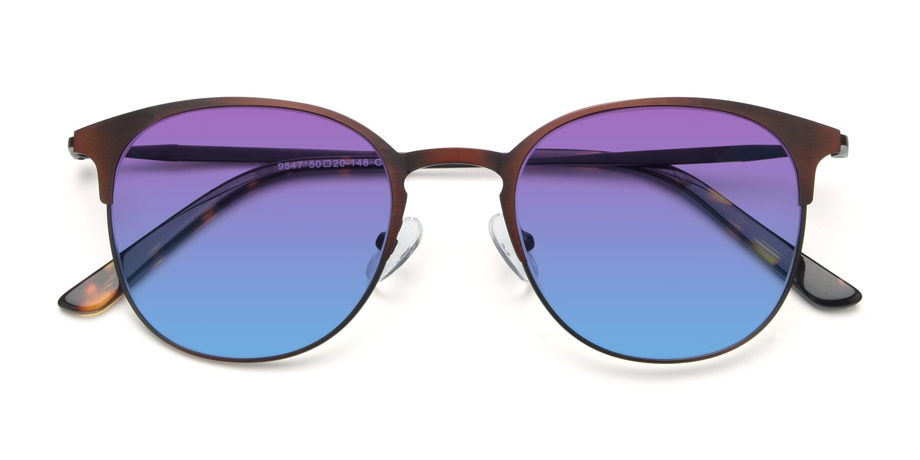 Folded Front of 9547 in Antique Brown with Purple / Blue Gradient Lenses