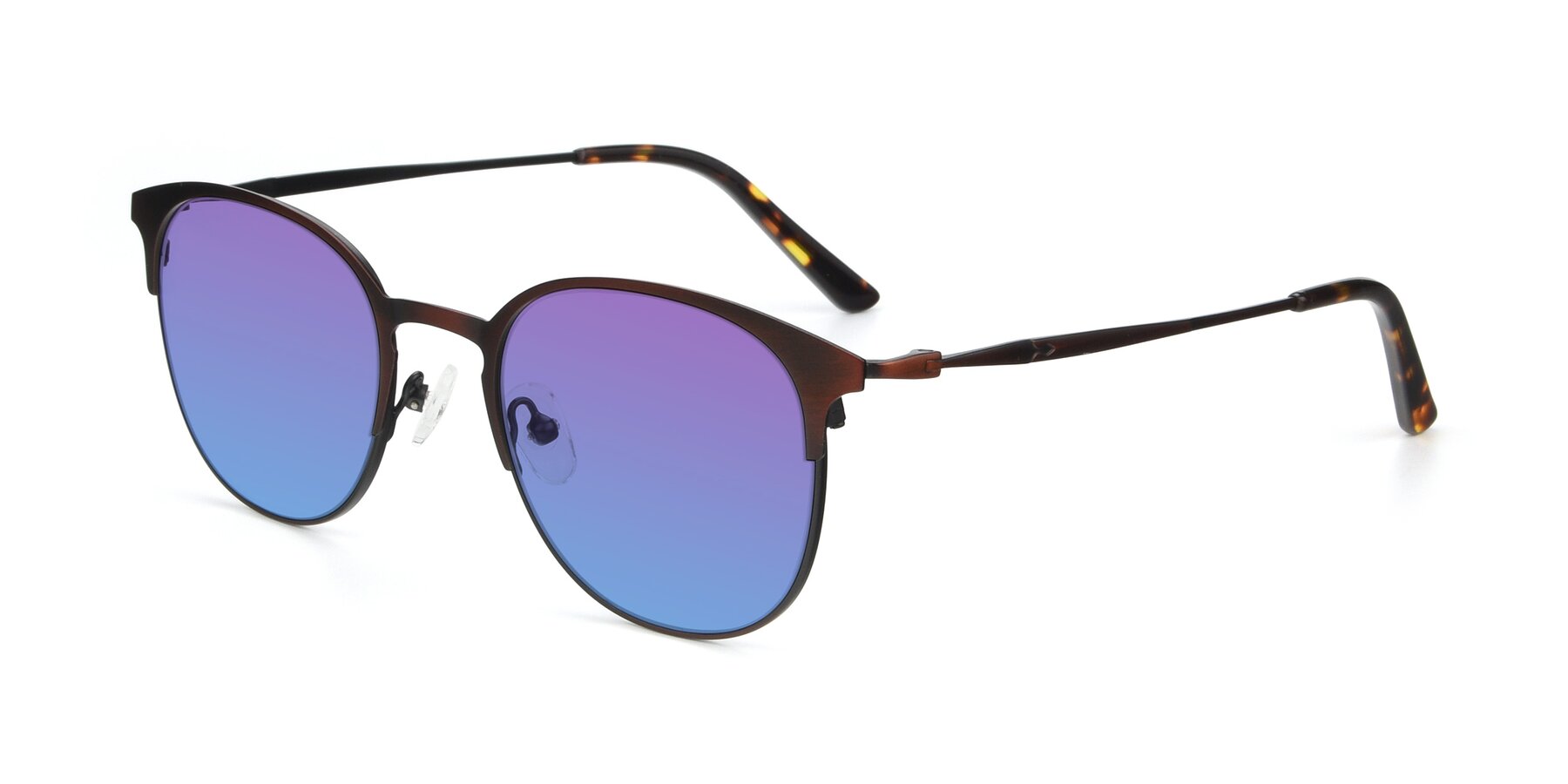 Angle of 9547 in Antique Brown with Purple / Blue Gradient Lenses