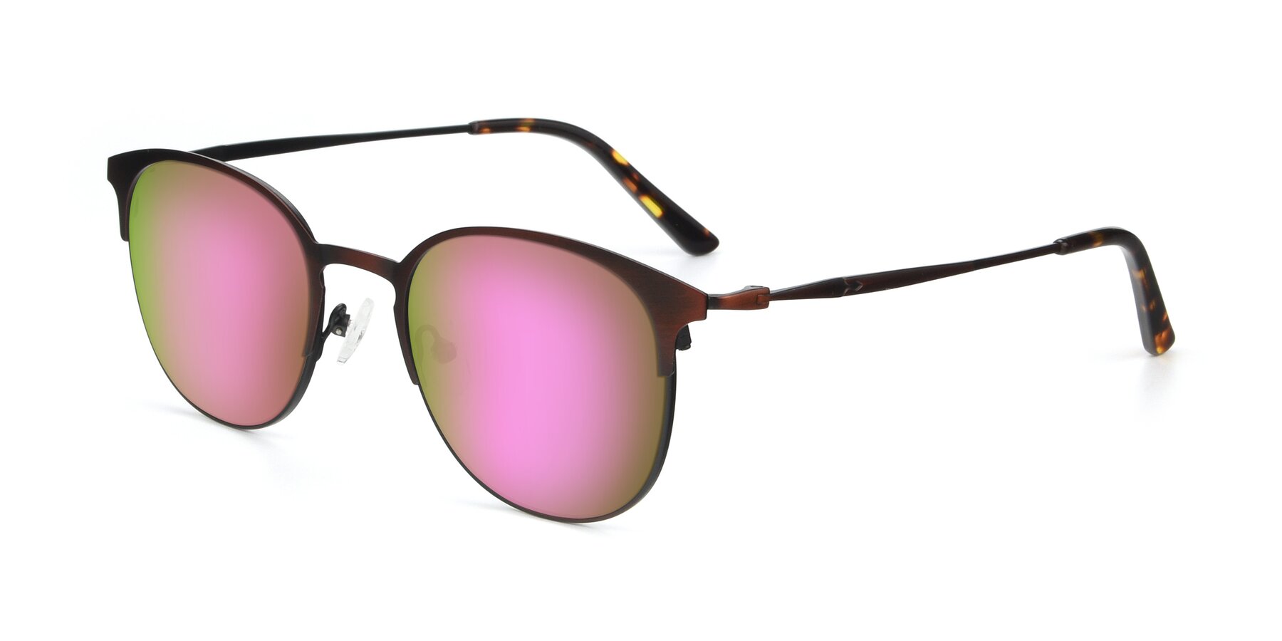 Angle of 9547 in Antique Brown with Pink Mirrored Lenses