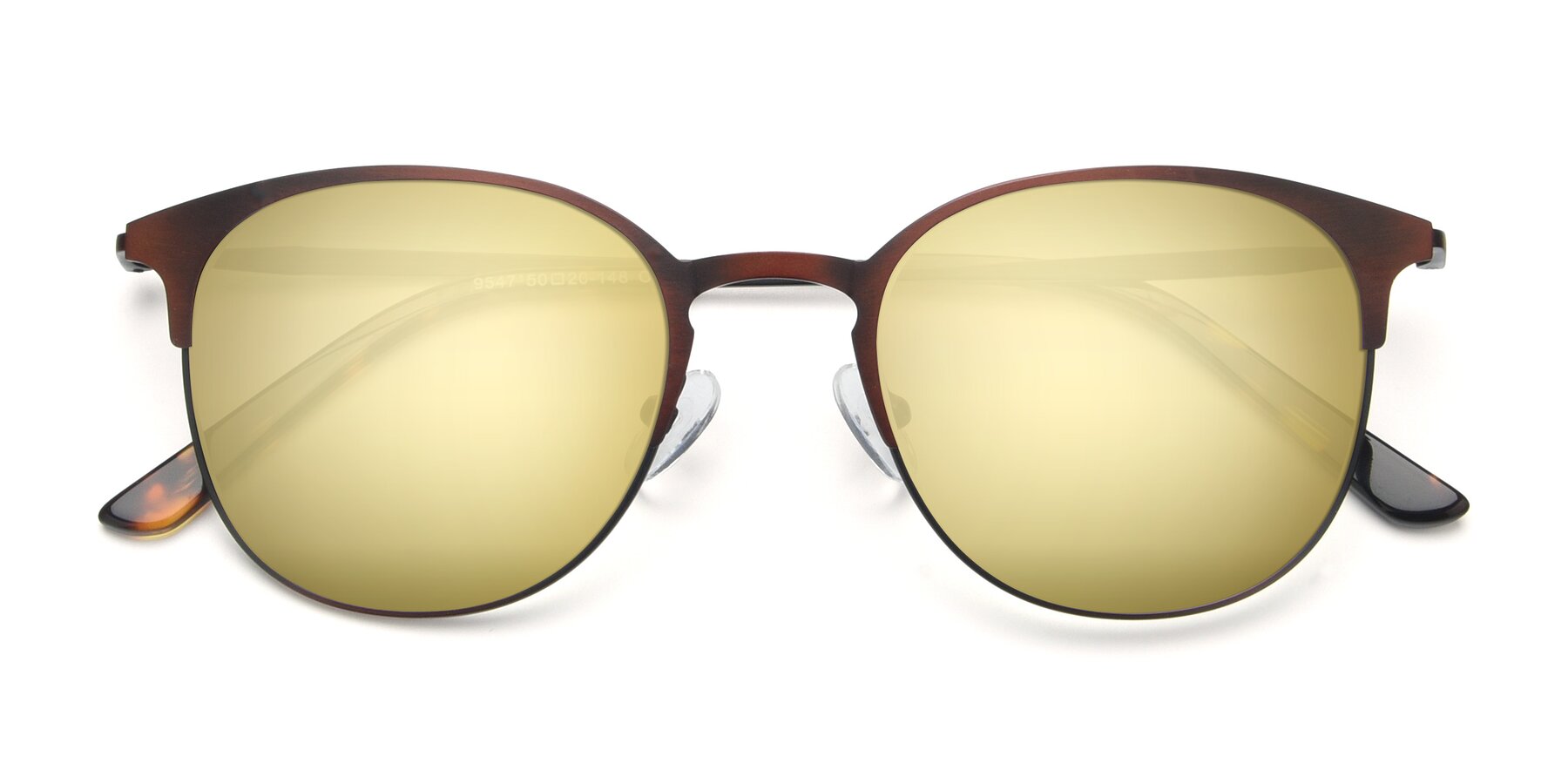 Folded Front of 9547 in Antique Brown with Gold Mirrored Lenses