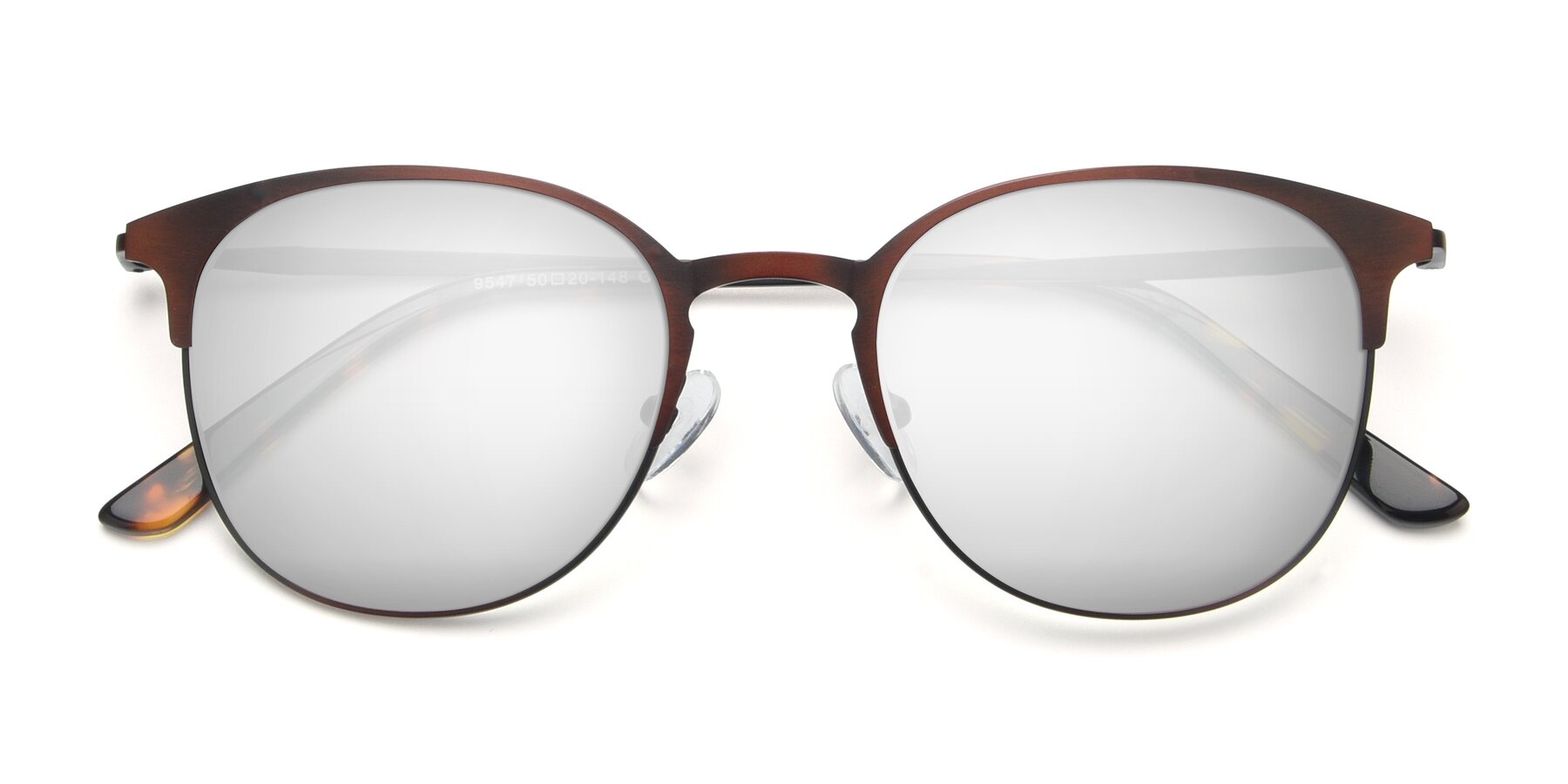 Folded Front of 9547 in Antique Brown with Silver Mirrored Lenses
