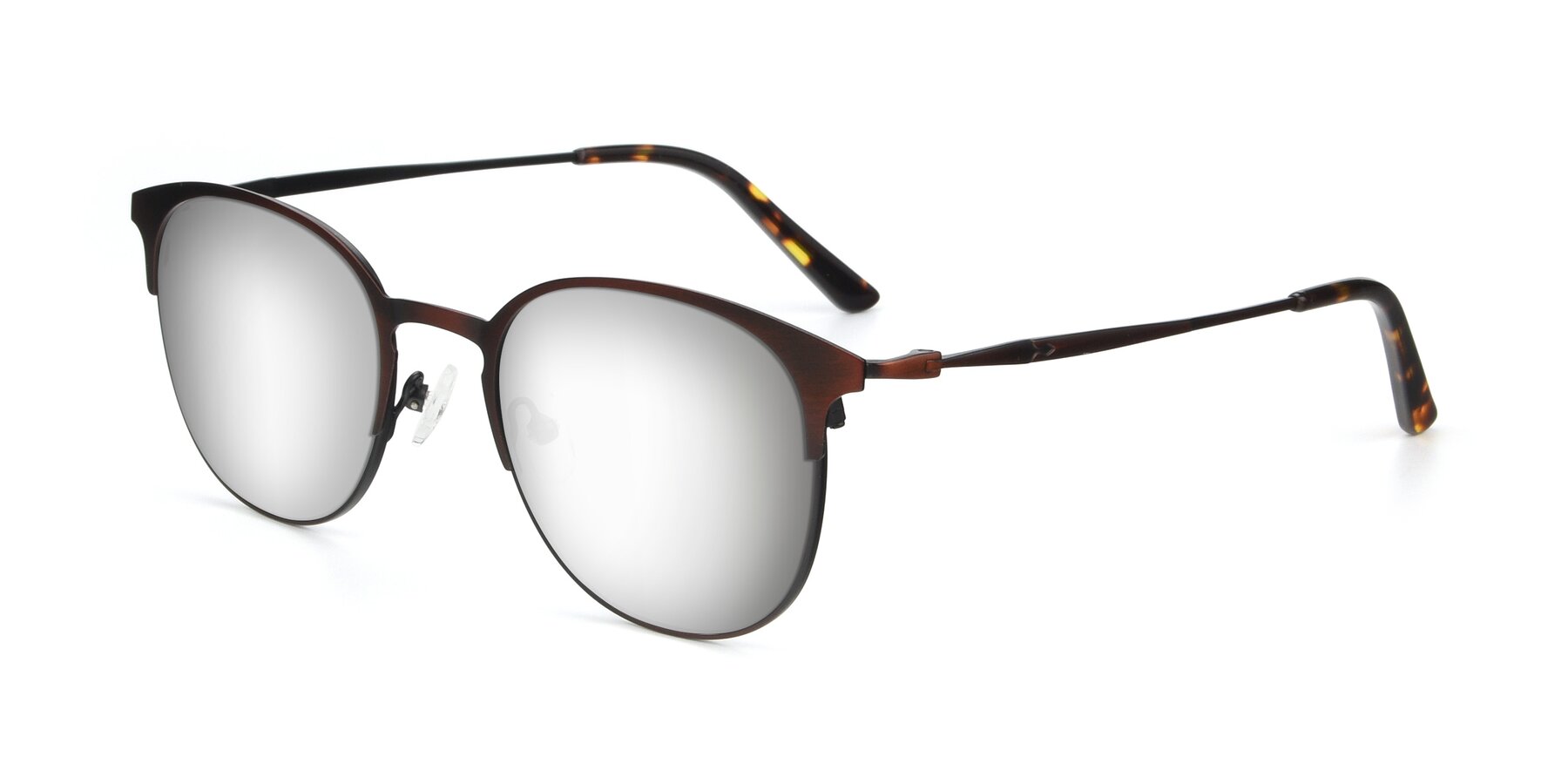 Angle of 9547 in Antique Brown with Silver Mirrored Lenses