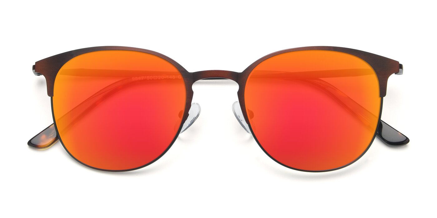9547 - Antique Brown Flash Mirrored Sunglasses