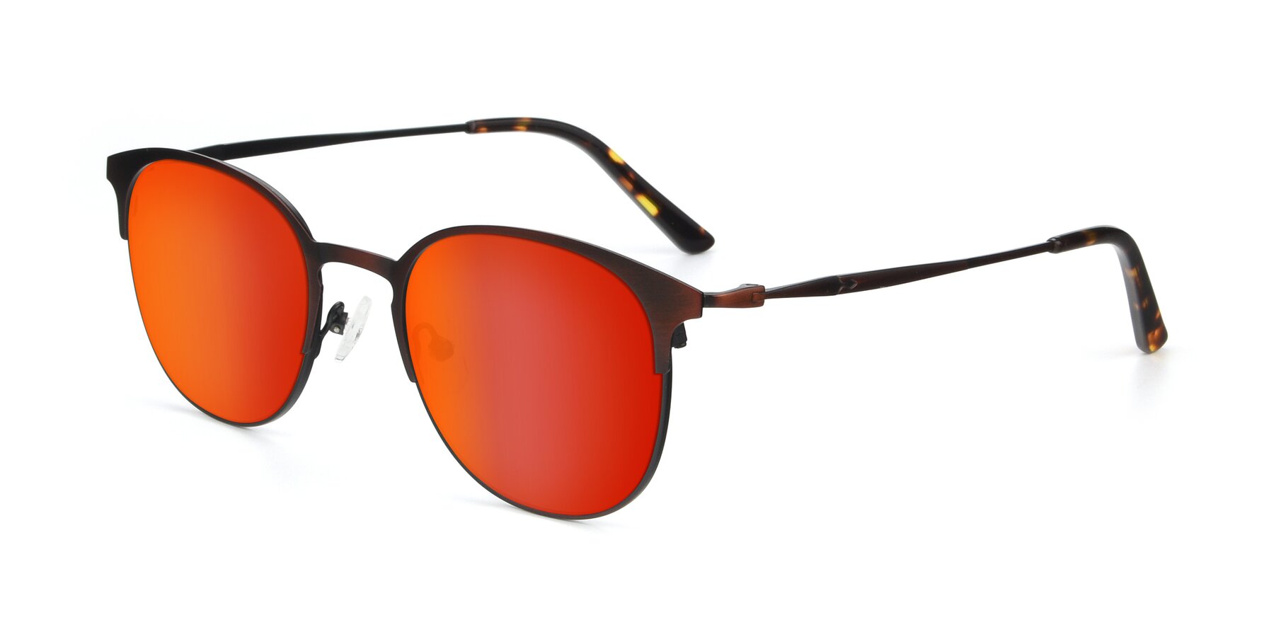 Angle of 9547 in Antique Brown with Red Gold Mirrored Lenses
