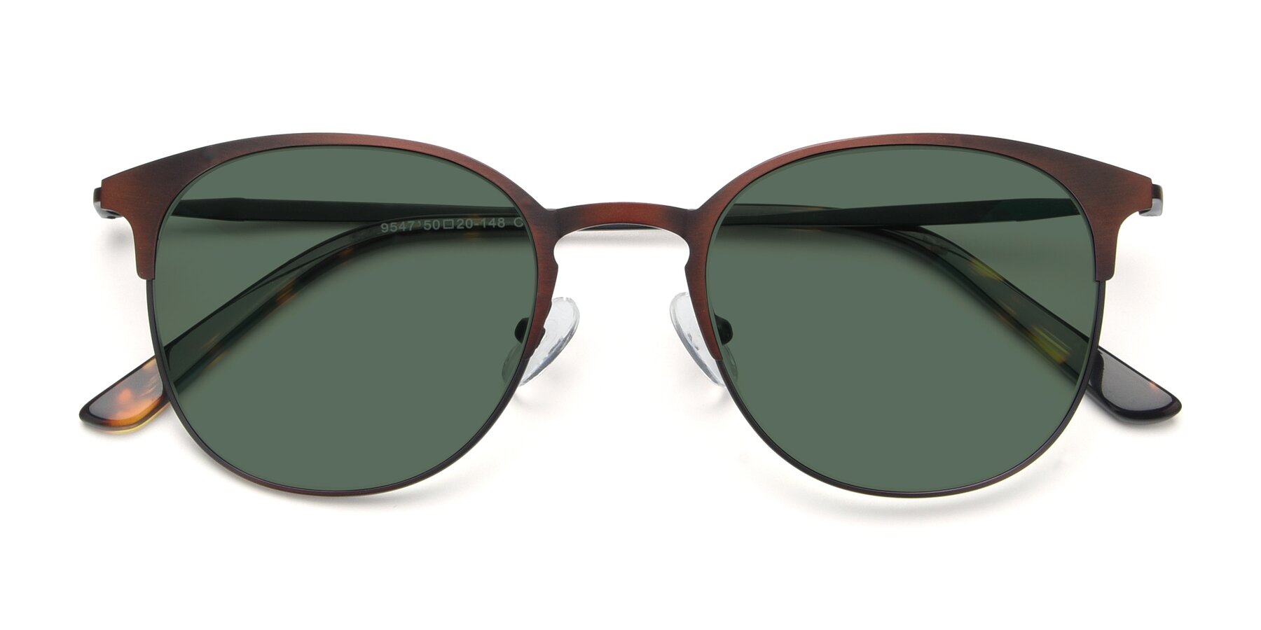 Folded Front of 9547 in Antique Brown with Green Polarized Lenses