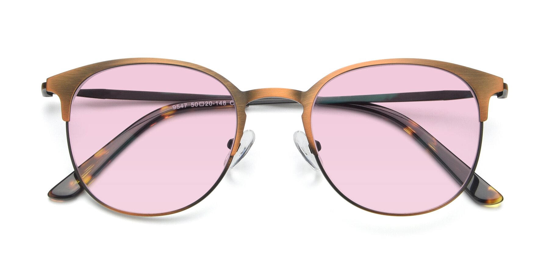 Folded Front of 9547 in Antique Bronze with Light Pink Tinted Lenses