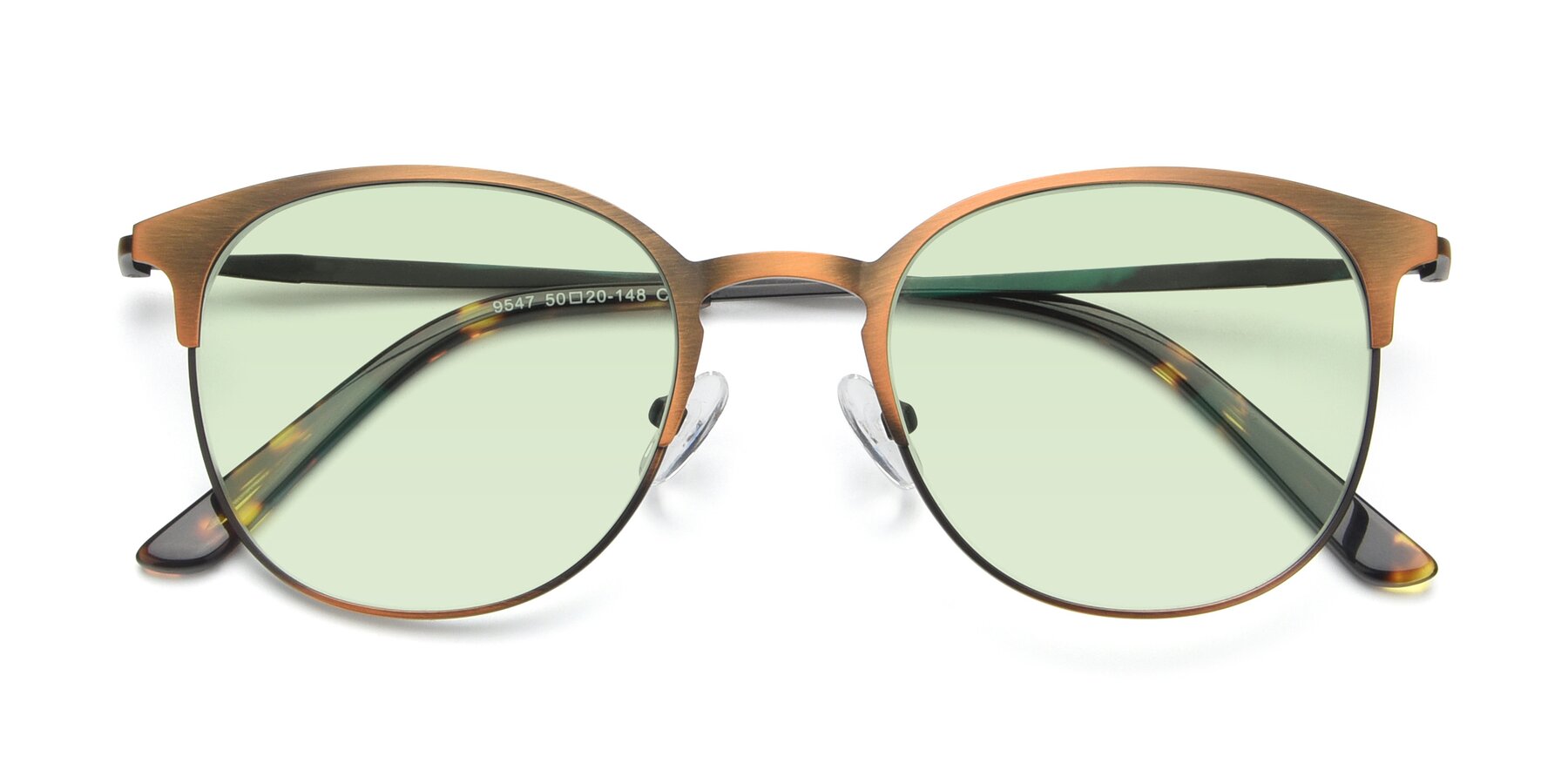 Folded Front of 9547 in Antique Bronze with Light Green Tinted Lenses