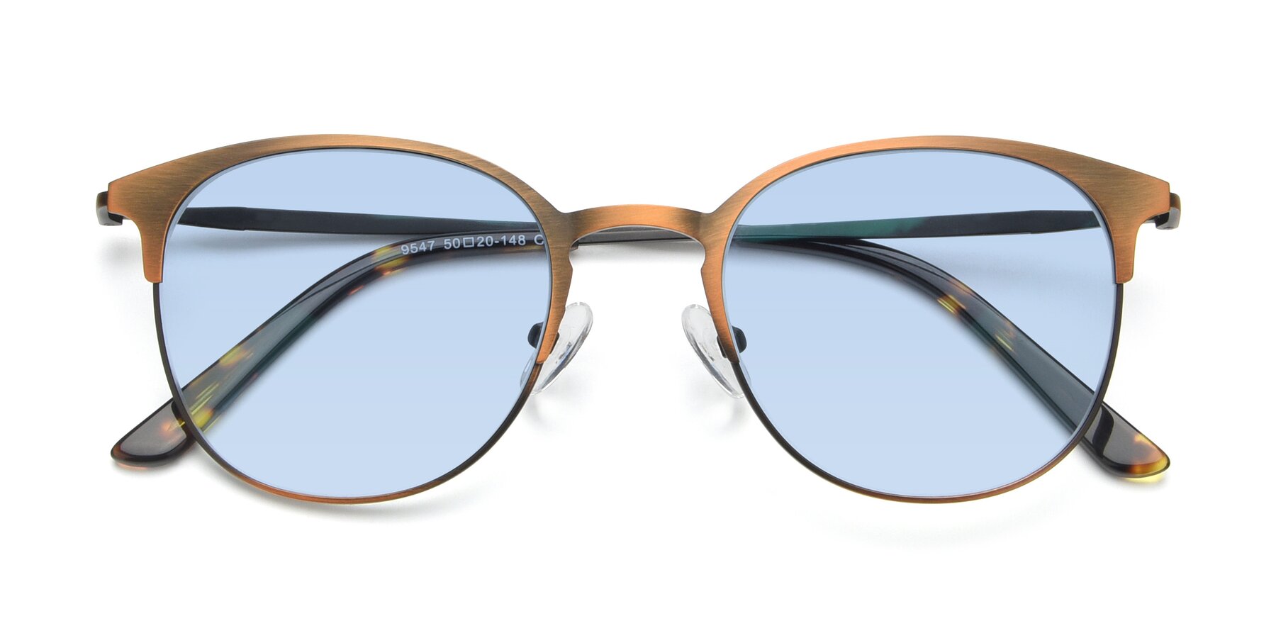 Folded Front of 9547 in Antique Bronze with Light Blue Tinted Lenses