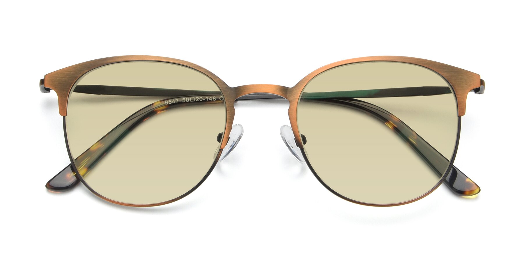 Folded Front of 9547 in Antique Bronze with Light Champagne Tinted Lenses